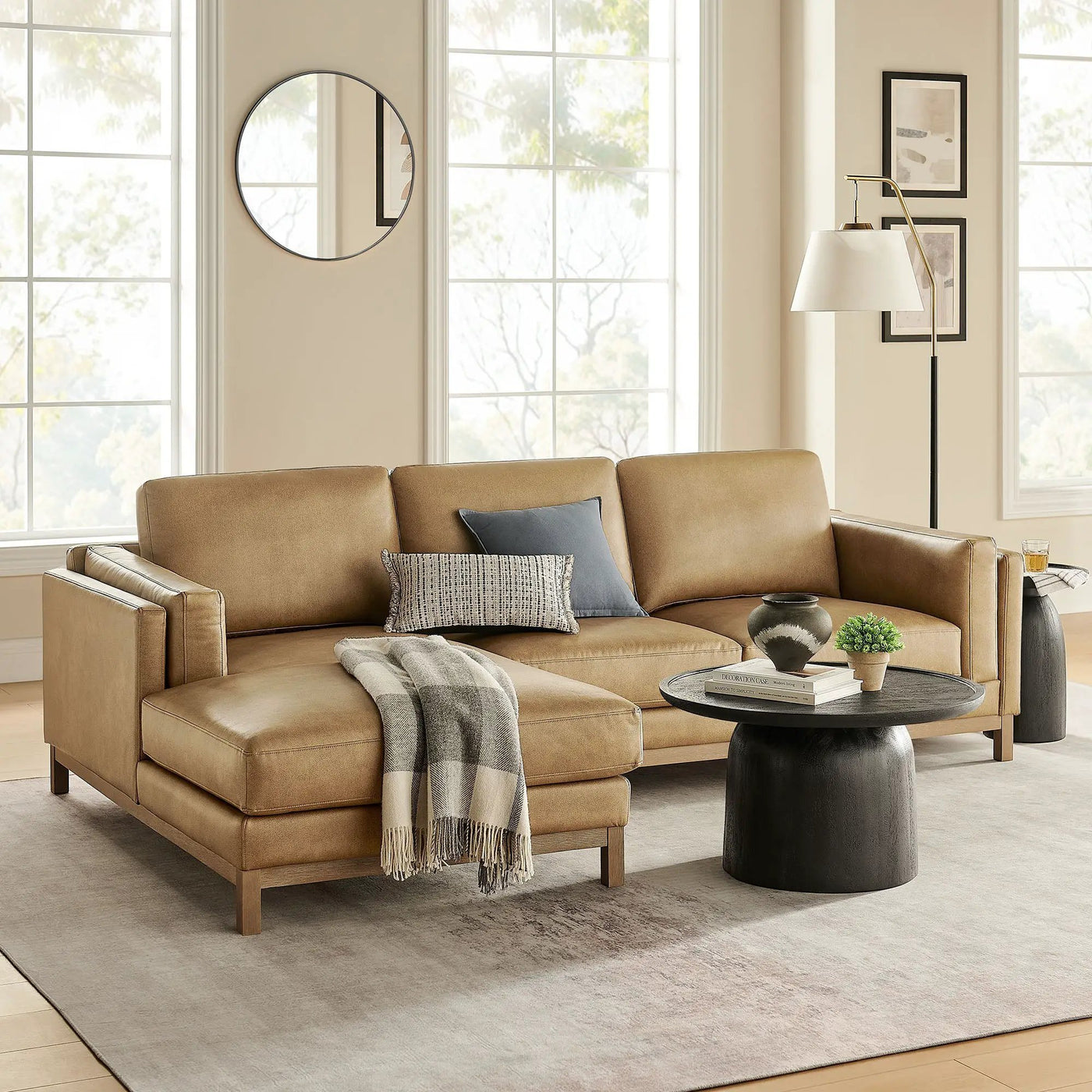 Roscoe Left-Facing Vegan Leather Sectional Sofa with Chaise by HouseOfZazla