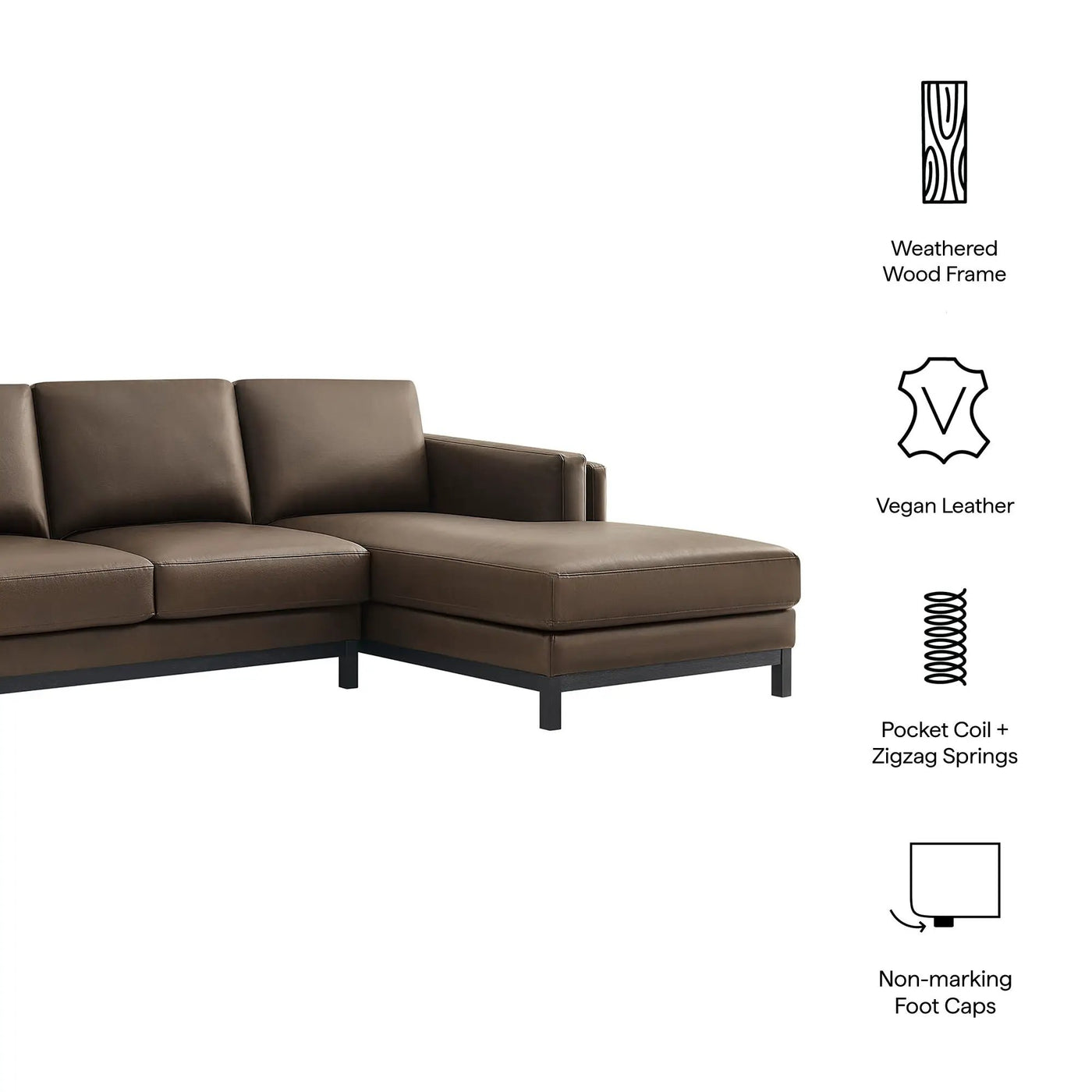 Roscoe Right-Facing Vegan Leather Sectional Sofa with Chaise by Modway by HouseOfZazla