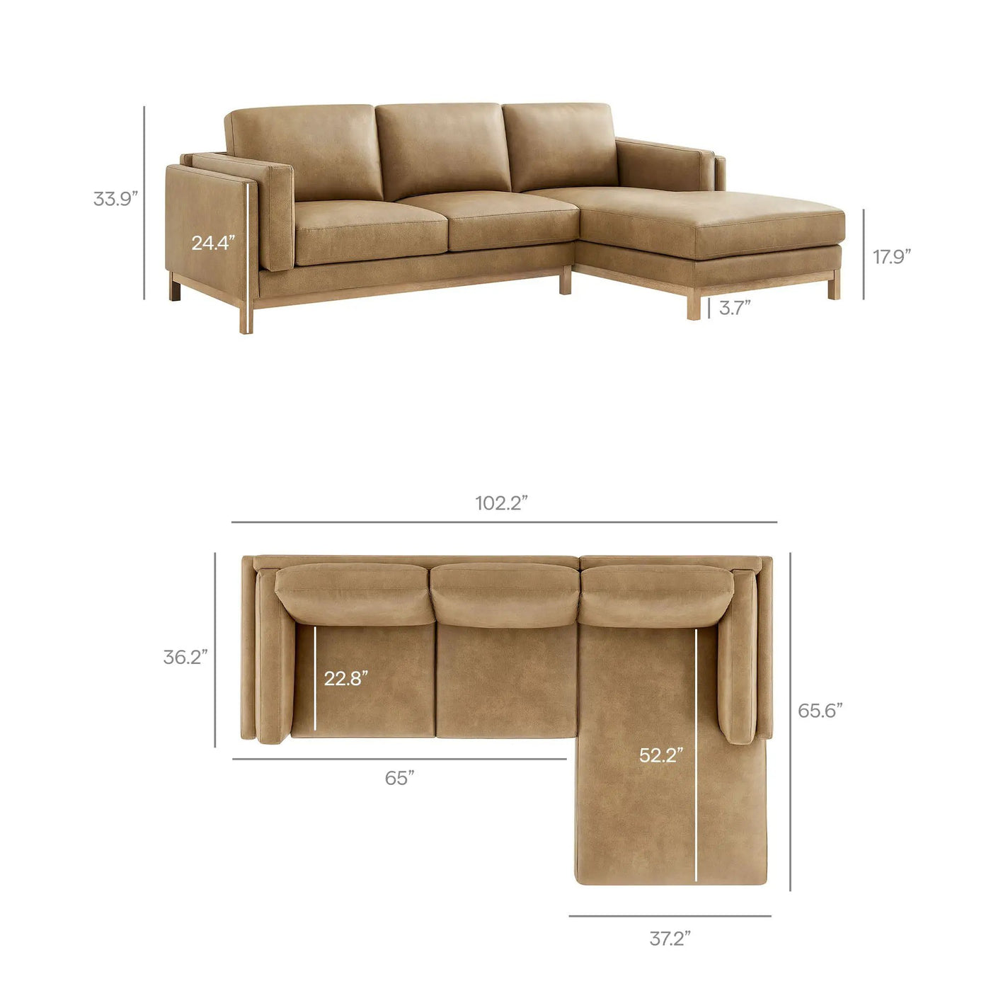 Roscoe Right-Facing Vegan Leather Sectional Sofa with Chaise by Modway by HouseOfZazla