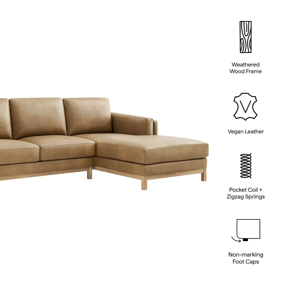 Roscoe Right-Facing Vegan Leather Sectional Sofa with Chaise by Modway by HouseOfZazla