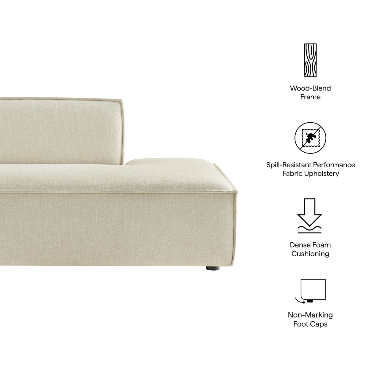 Restore Performance Fabric Upholstered Right-Facing Armless Modular Chaise by Modway, photo 2 of 41