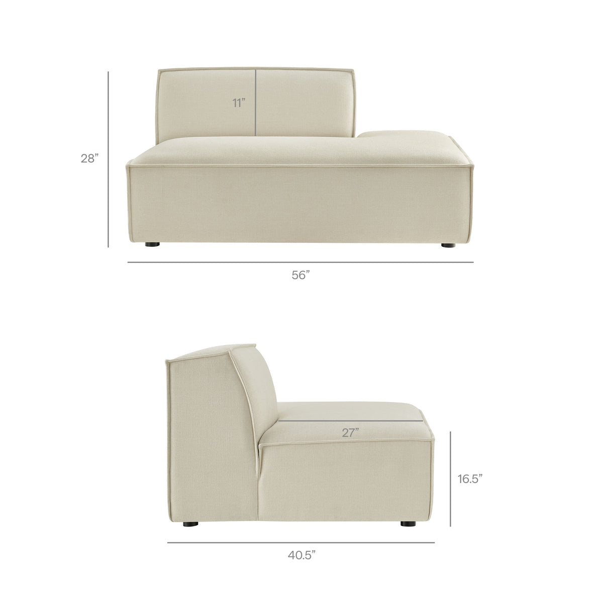 Restore Performance Fabric Upholstered Right-Facing Armless Modular Chaise by Modway, photo 4 of 41