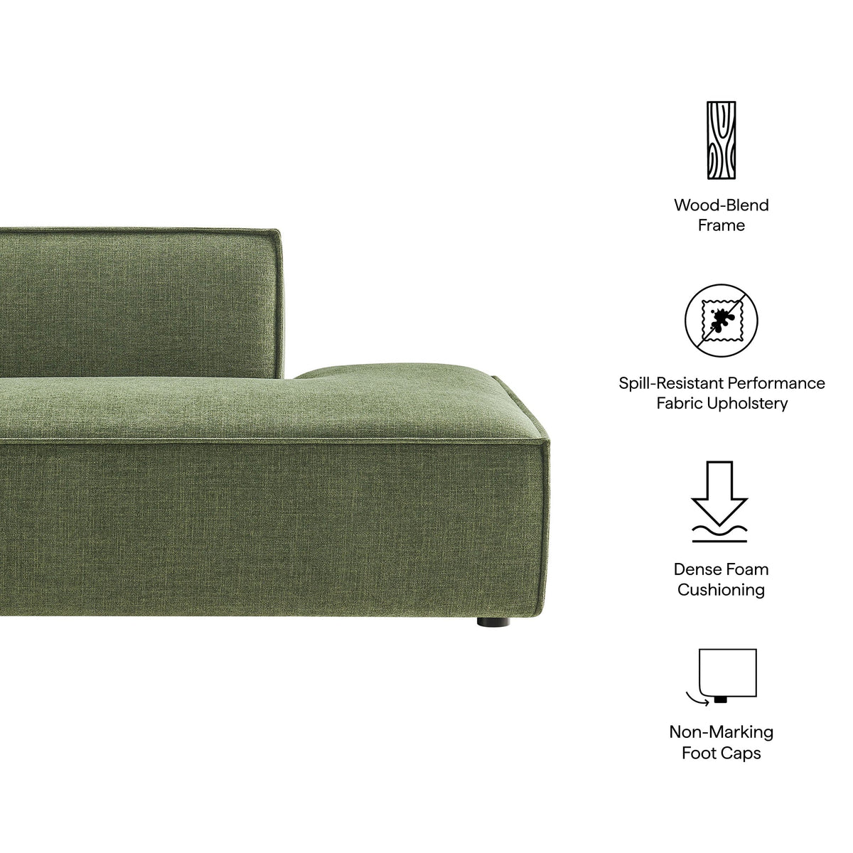 Restore Performance Fabric Upholstered Right-Facing Armless Modular Chaise by Modway, photo 12 of 41