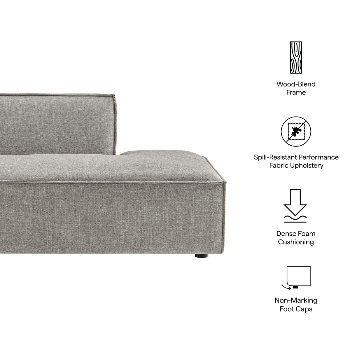 Restore Performance Fabric Upholstered Right-Facing Armless Modular Chaise by Modway, photo 32 of 41