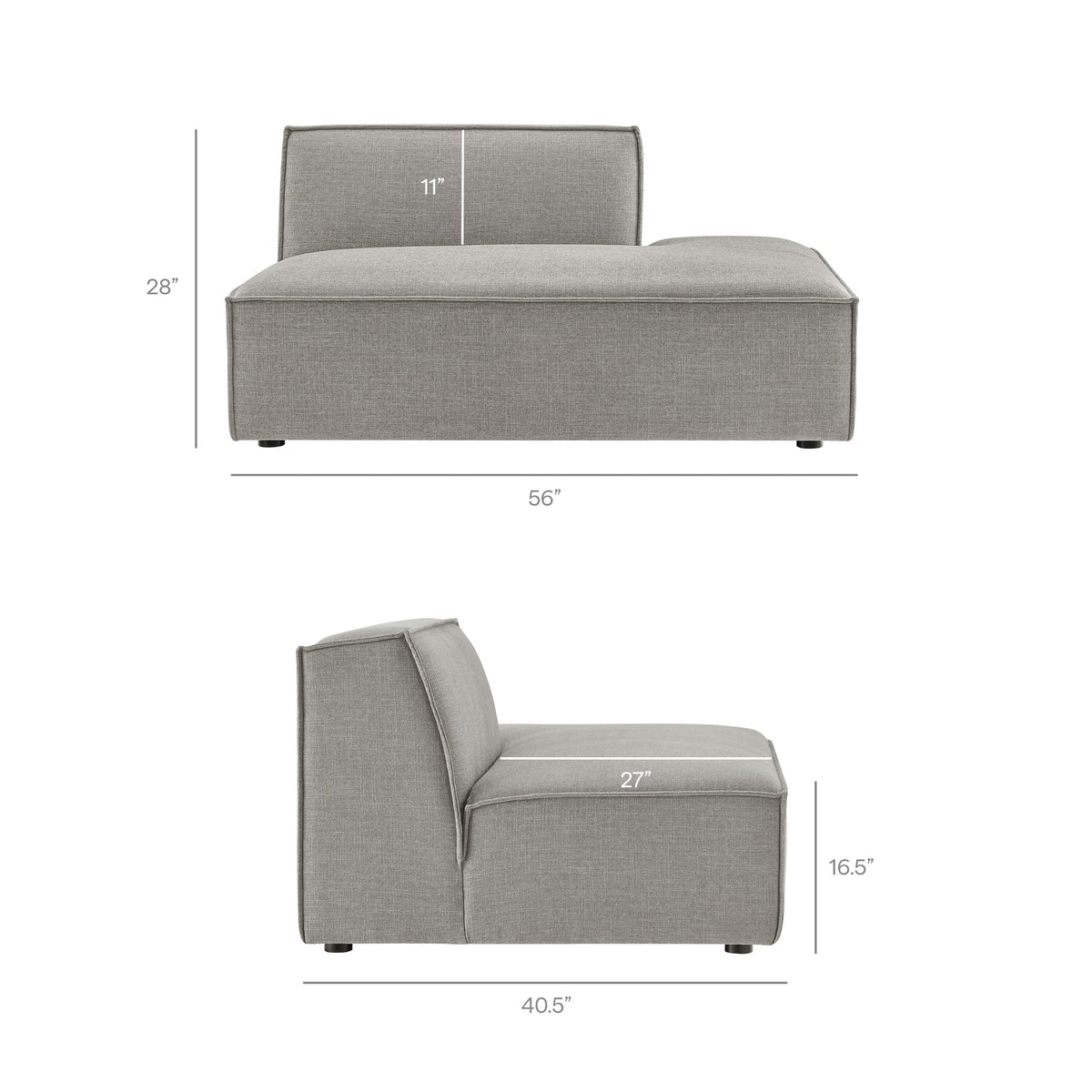 Restore Performance Fabric Upholstered Right-Facing Armless Modular Chaise by Modway, photo 34 of 41
