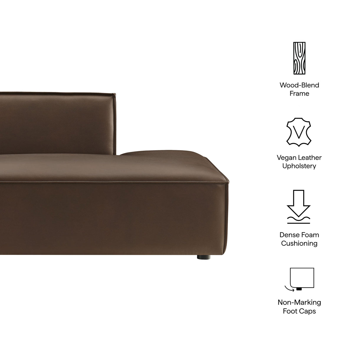 Restore Vegan Leather Right-Facing Armless Modular Chaise by Modway, photo 2 of 18