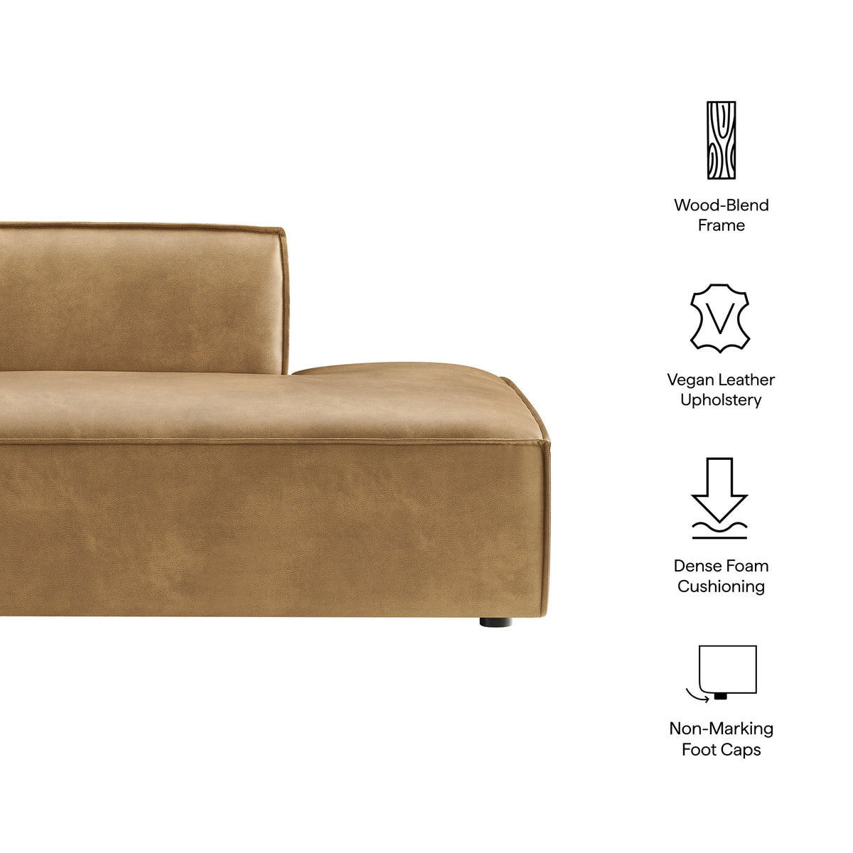 Restore Vegan Leather Right-Facing Armless Modular Chaise by Modway, photo 11 of 18