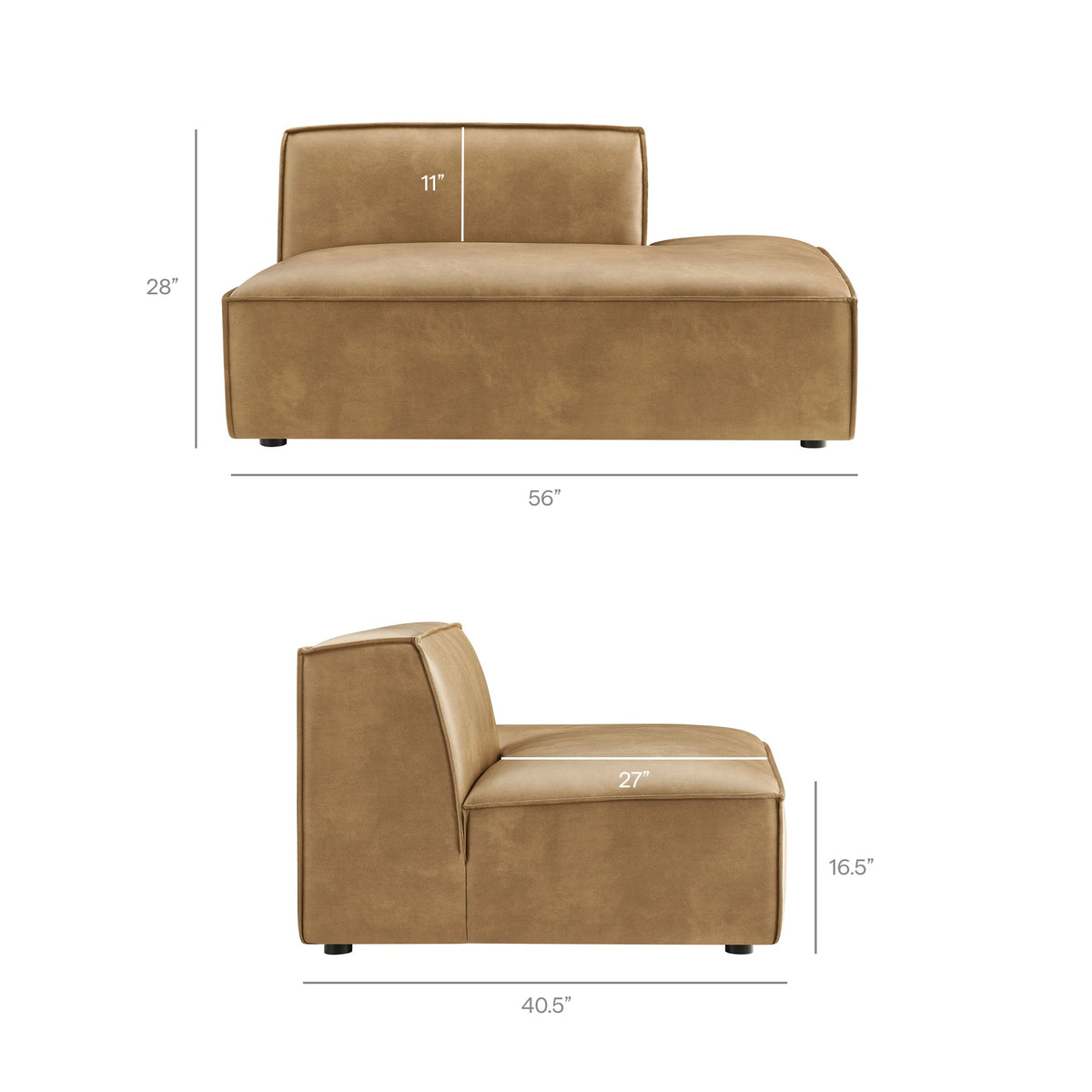 Restore Vegan Leather Right-Facing Armless Modular Chaise by Modway, photo 12 of 18