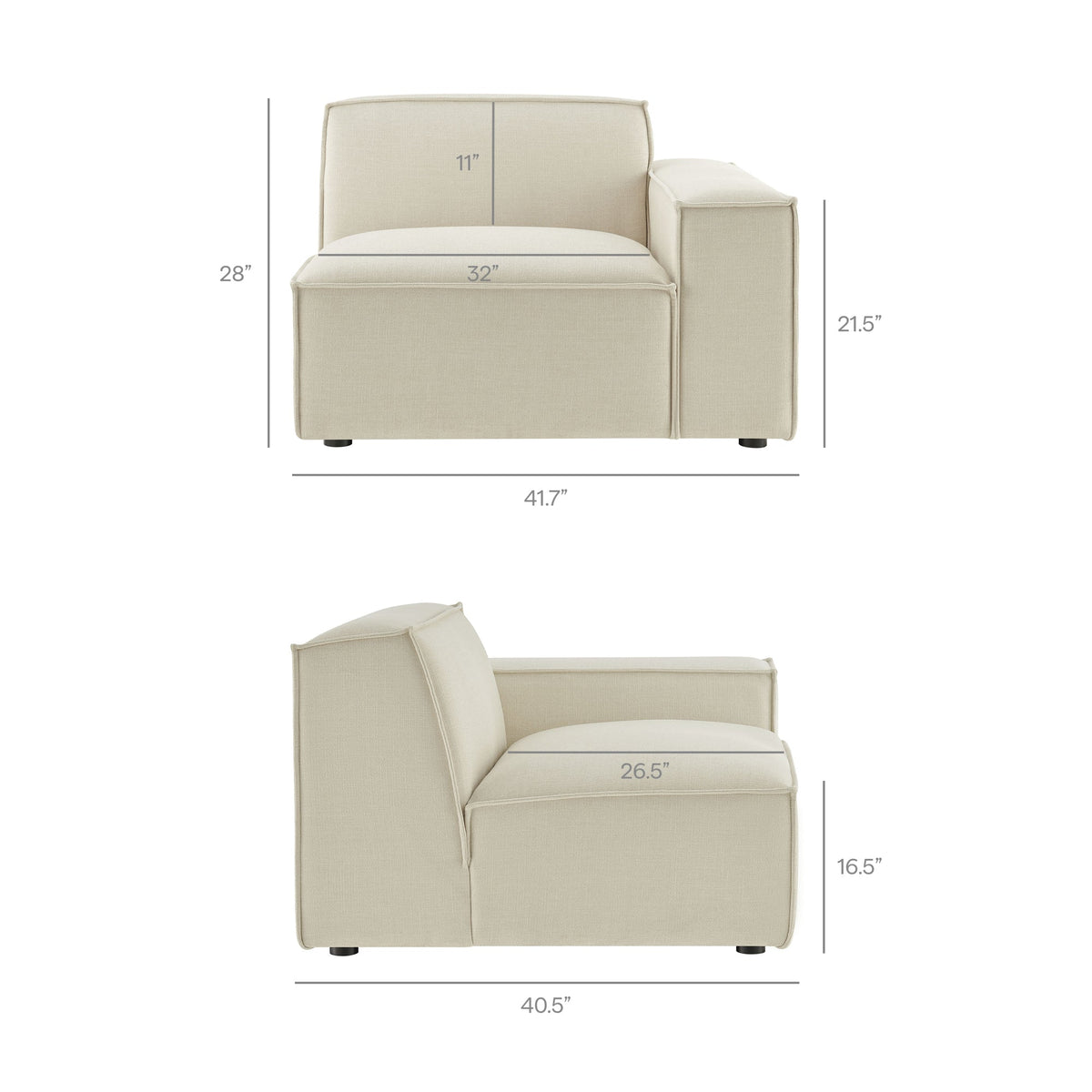 Restore Performance Fabric Upholstered Right-Facing Modular Lounge Chair by Modway, photo 4 of 41