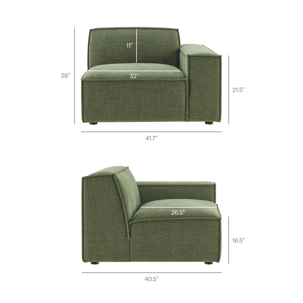 Restore Performance Fabric Upholstered Right-Facing Modular Lounge Chair by Modway, photo 14 of 41