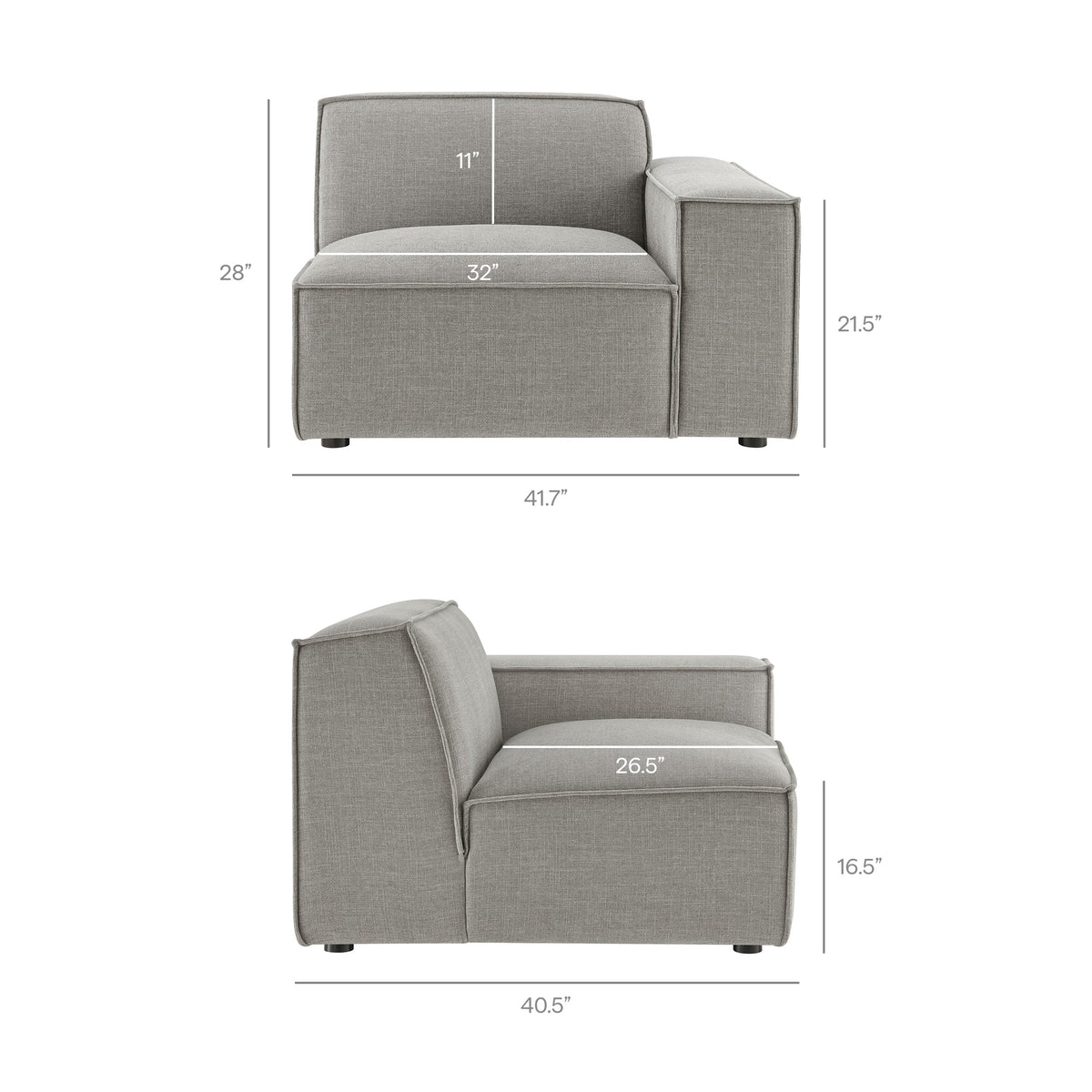 Restore Performance Fabric Upholstered Right-Facing Modular Lounge Chair by Modway, photo 34 of 41