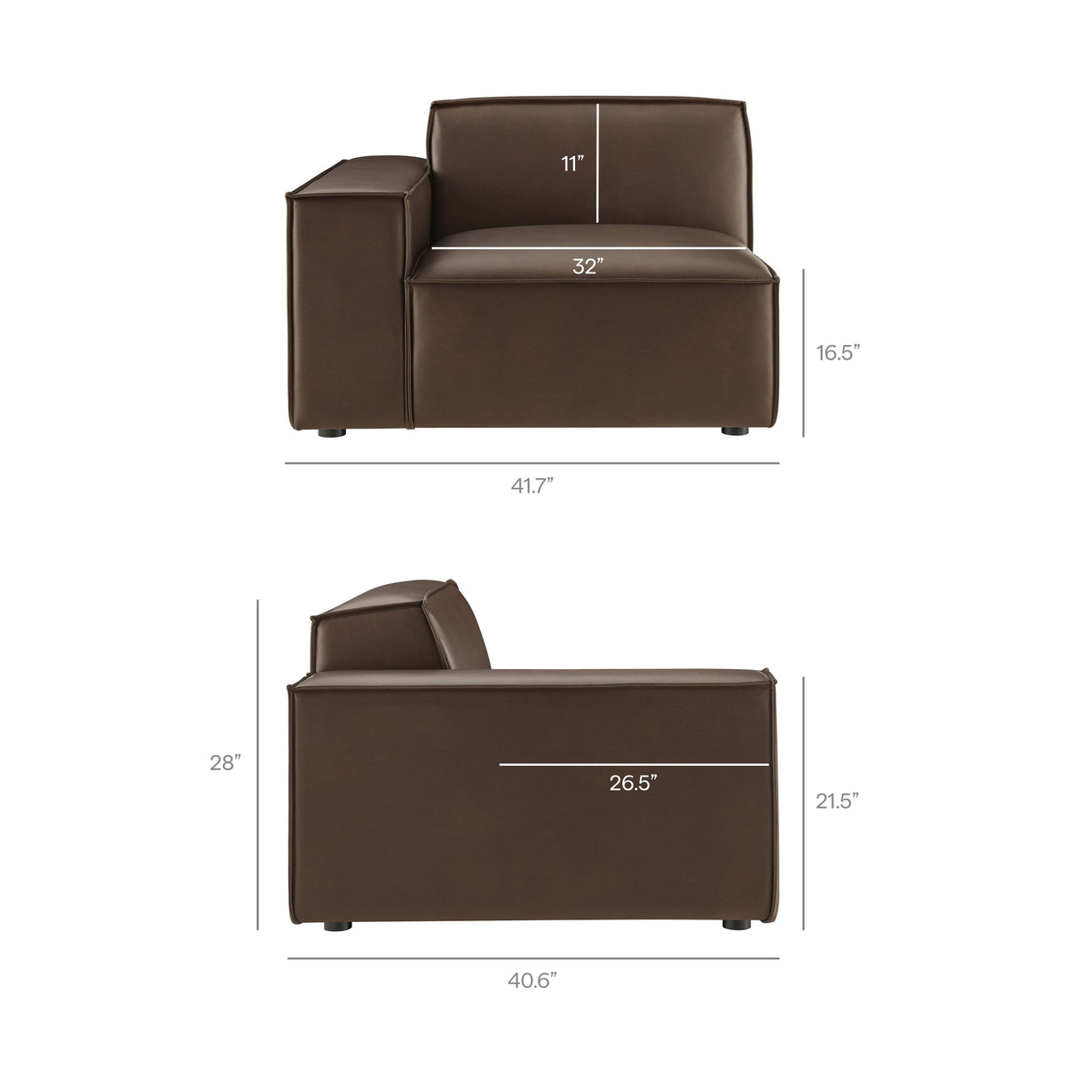 Restore Vegan Leather Left-Facing Modular Lounge Chair by Modway, photo 3 of 18