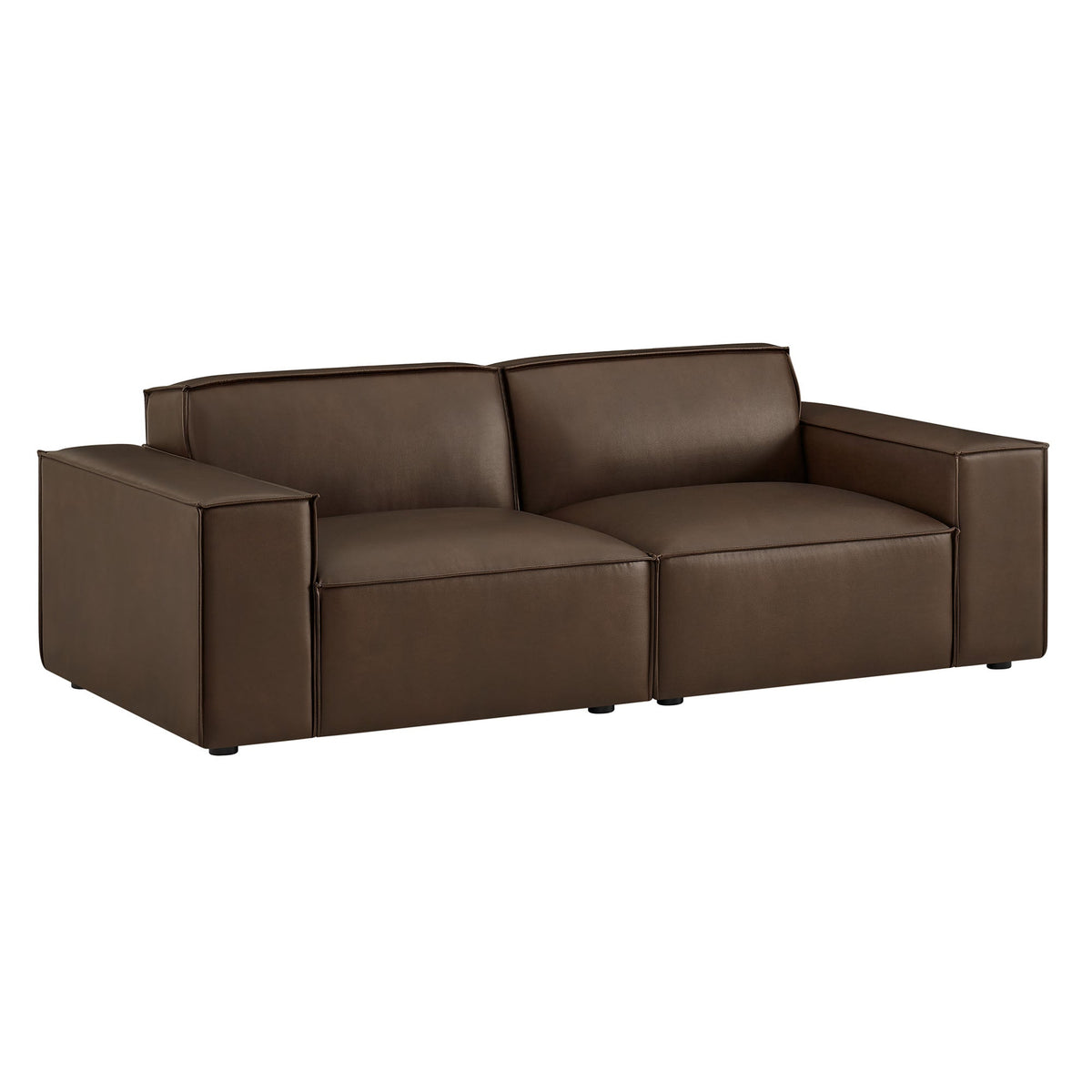 Restore 2-Piece Vegan Leather Modular Loveseat by Modway - Espresso / Toast (EEI-7404)