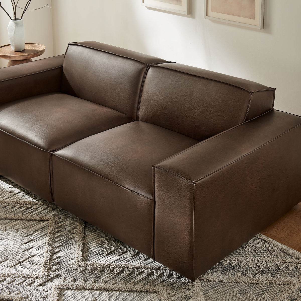 Restore 2-Piece Vegan Leather Modular Loveseat by Modway - Espresso / Toast (EEI-7404), photo 8 of 18