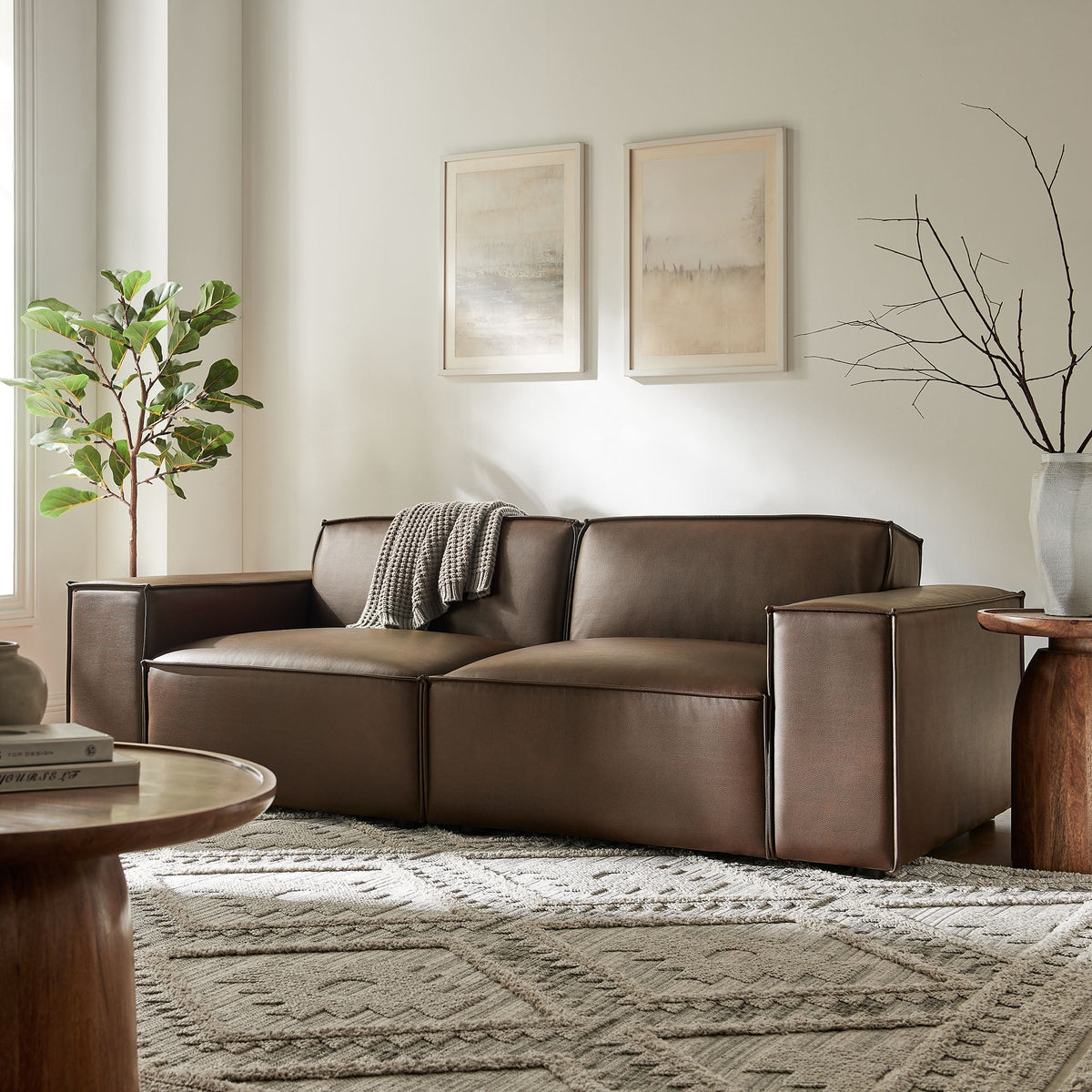 Restore 2-Piece Vegan Leather Modular Loveseat by Modway - Espresso / Toast (EEI-7404), photo 7 of 18