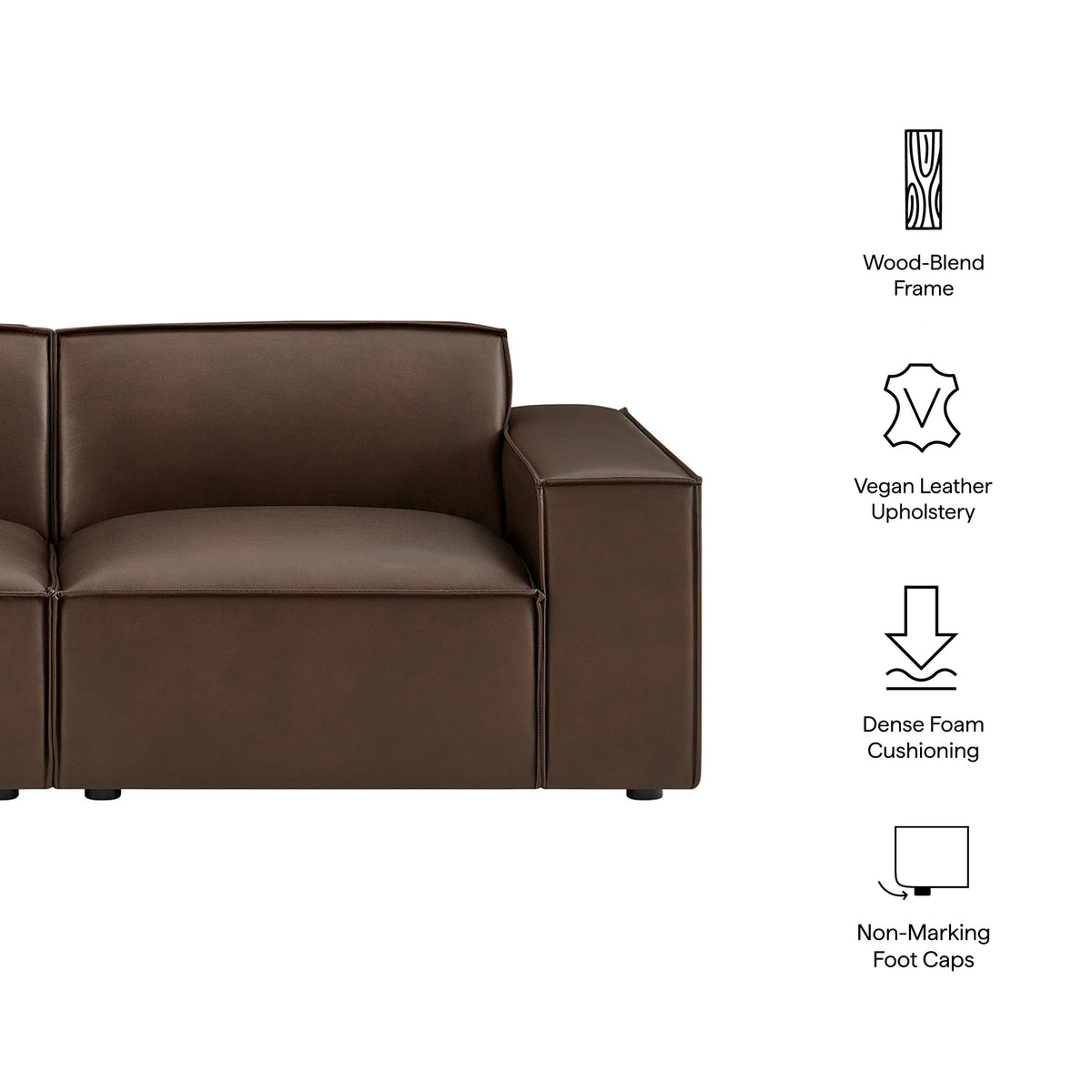 Restore 2-Piece Vegan Leather Modular Loveseat by Modway - Espresso / Toast (EEI-7404), photo 2 of 18