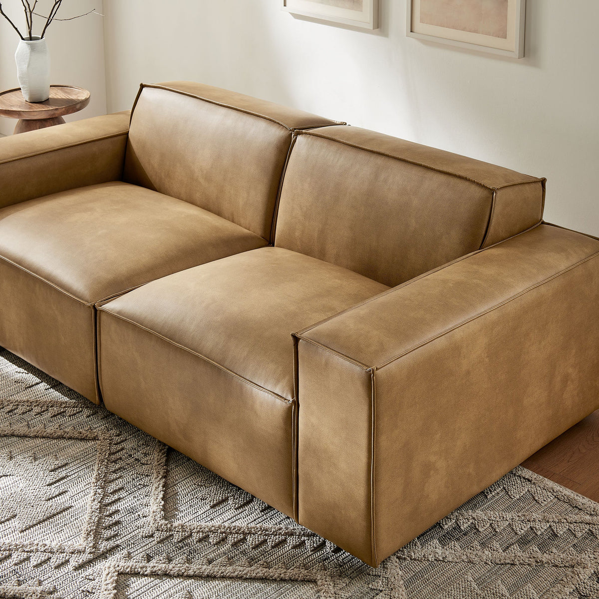 Restore 2-Piece Vegan Leather Modular Loveseat by Modway - Espresso / Toast (EEI-7404), photo 17 of 18