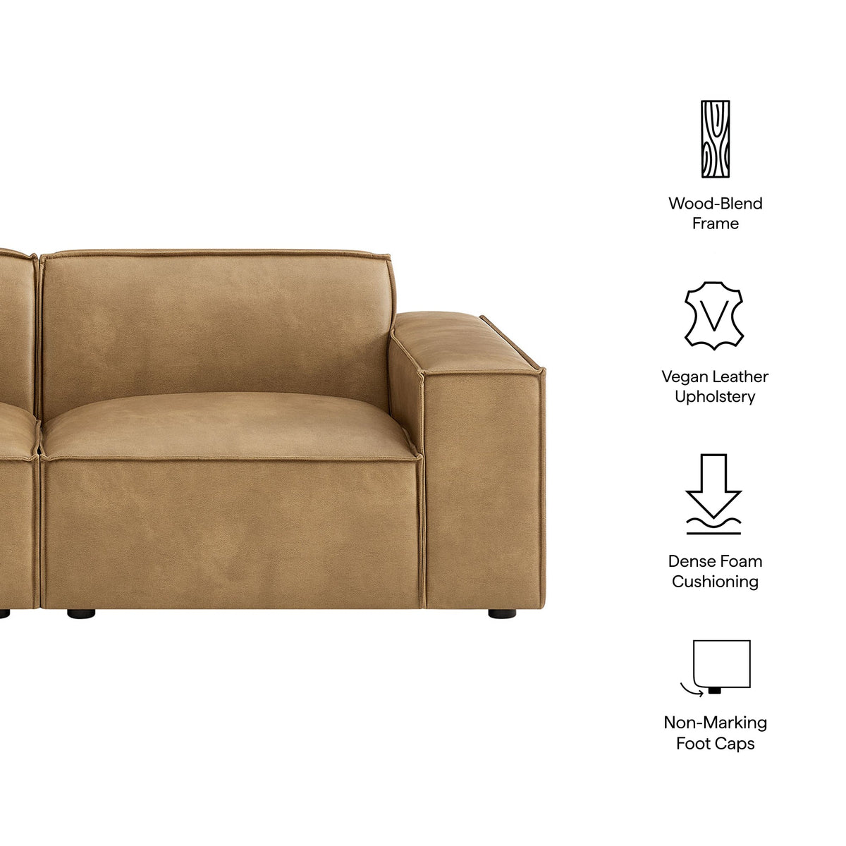 Restore 2-Piece Vegan Leather Modular Loveseat by Modway - Espresso / Toast (EEI-7404), photo 11 of 18