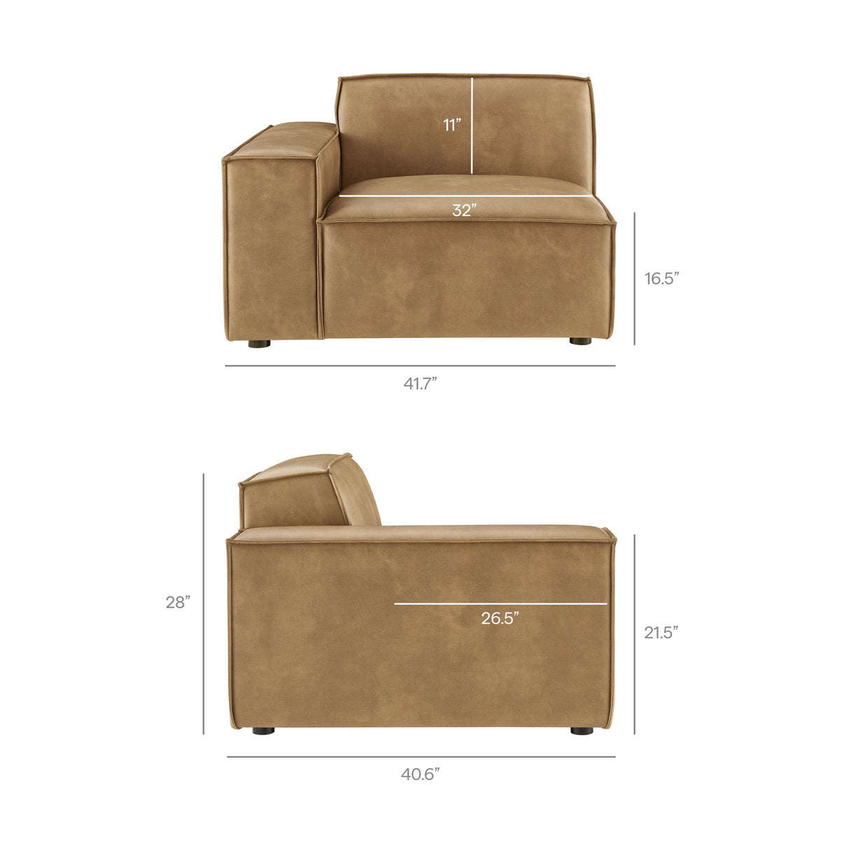 Restore 2-Piece Vegan Leather Modular Loveseat by Modway - Espresso / Toast (EEI-7404), photo 12 of 18