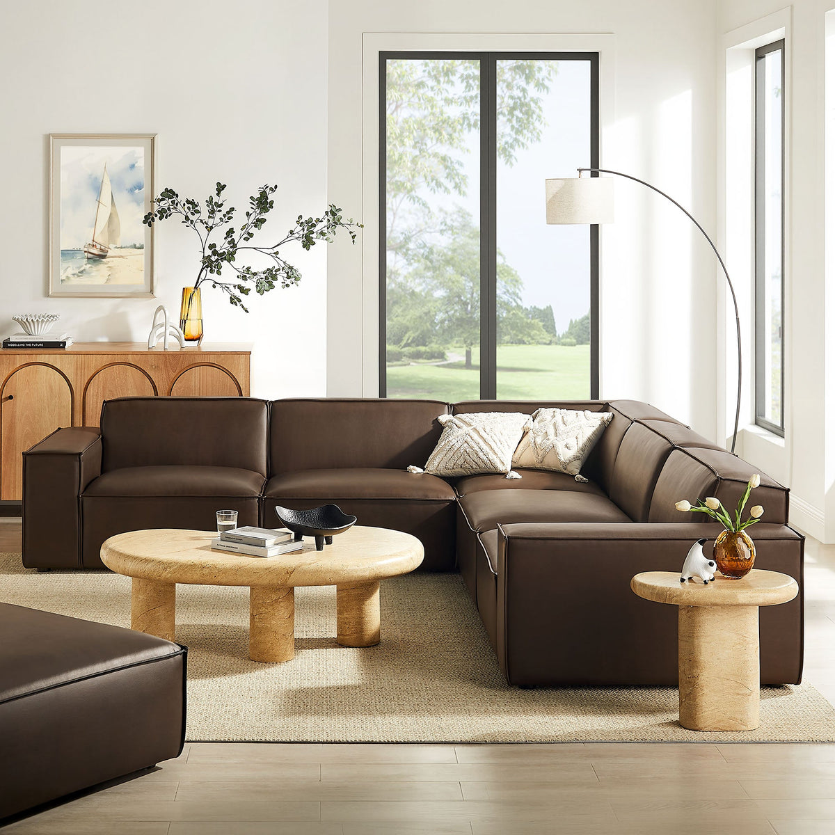 Restore 5-Piece Vegan Leather Modular L-Shaped Sofa by Modway, photo 9 of 22