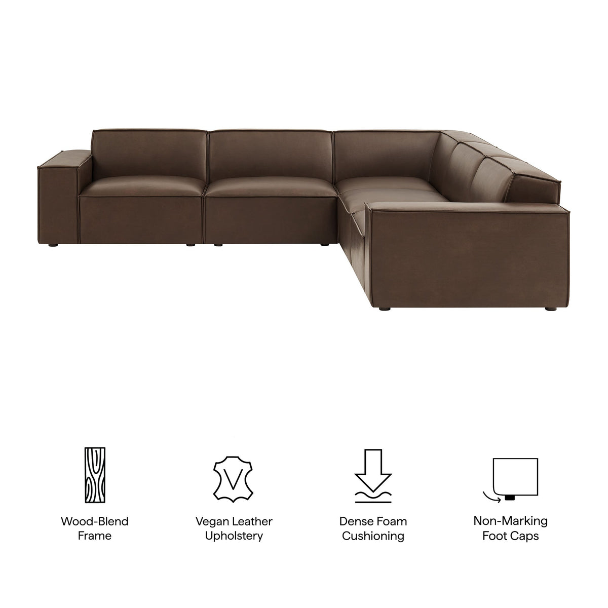 Restore 5-Piece Vegan Leather Modular L-Shaped Sofa by Modway, photo 2 of 22