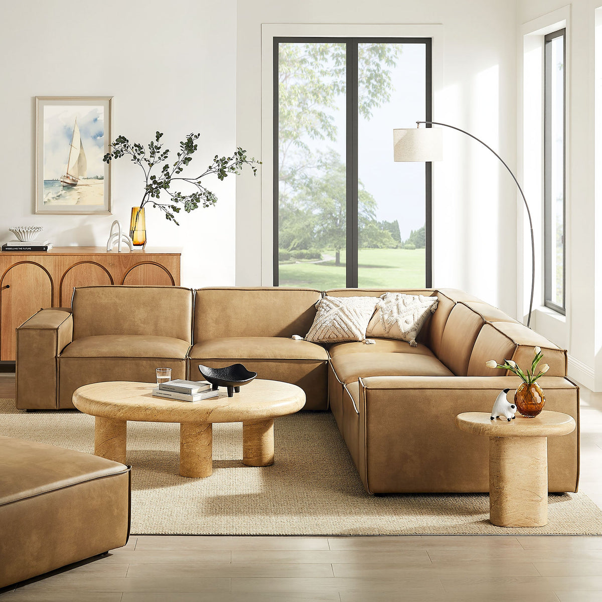 Restore 5-Piece Vegan Leather Modular L-Shaped Sofa by Modway, photo 20 of 22