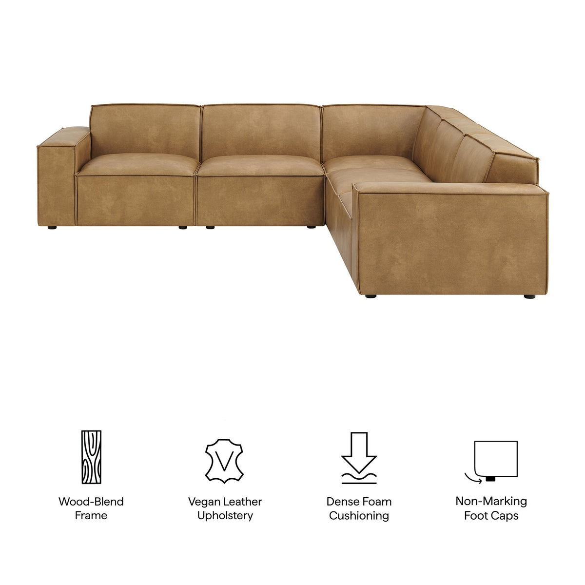 Restore 5-Piece Vegan Leather Modular L-Shaped Sofa by Modway, photo 13 of 22