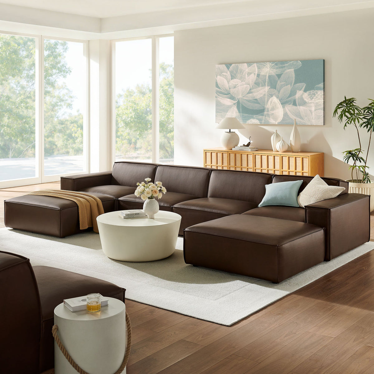 Restore 6-Piece Vegan Leather Modular Sectional Sofa by Modway, photo 9 of 22