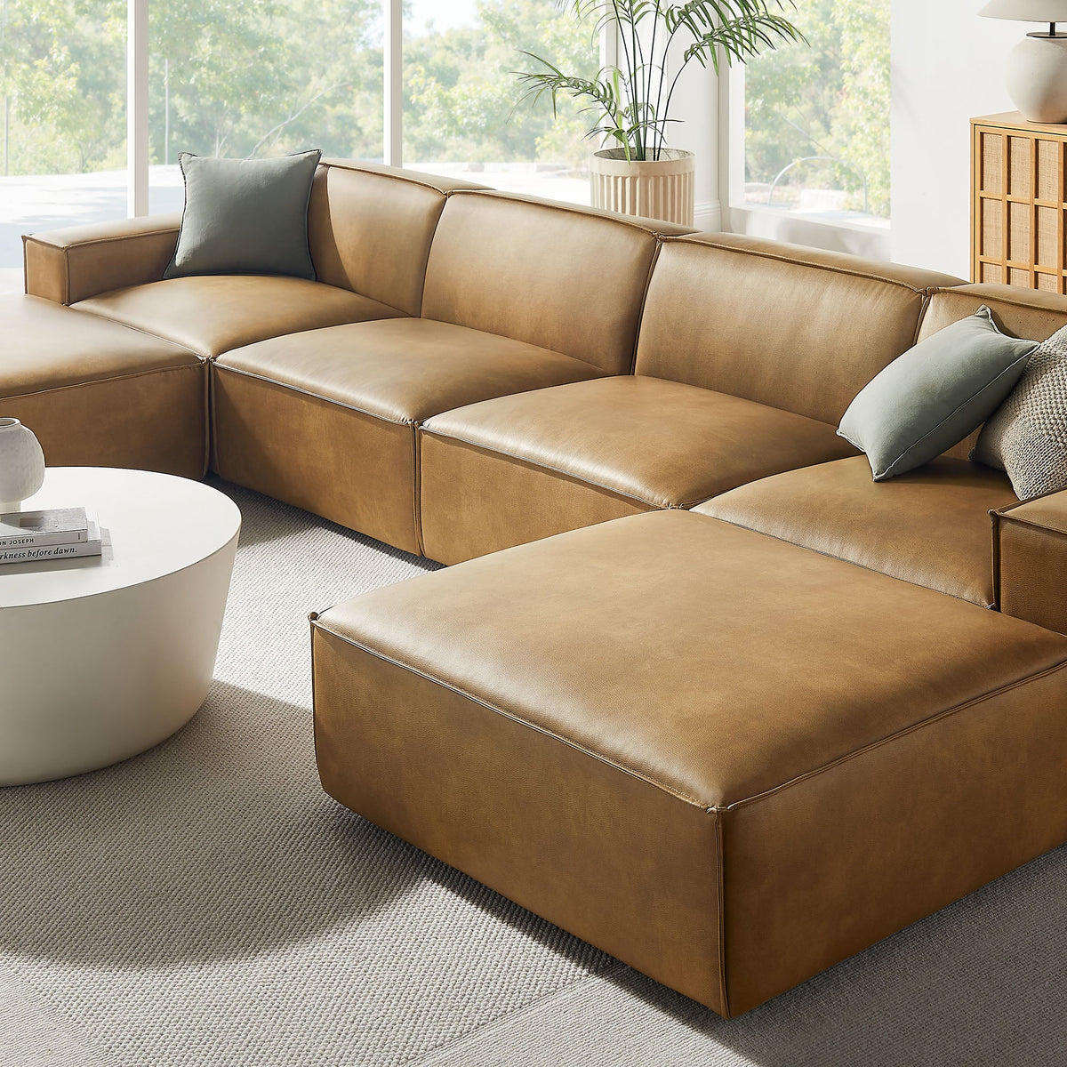 Restore 6-Piece Vegan Leather Modular Sectional Sofa by Modway, photo 21 of 22