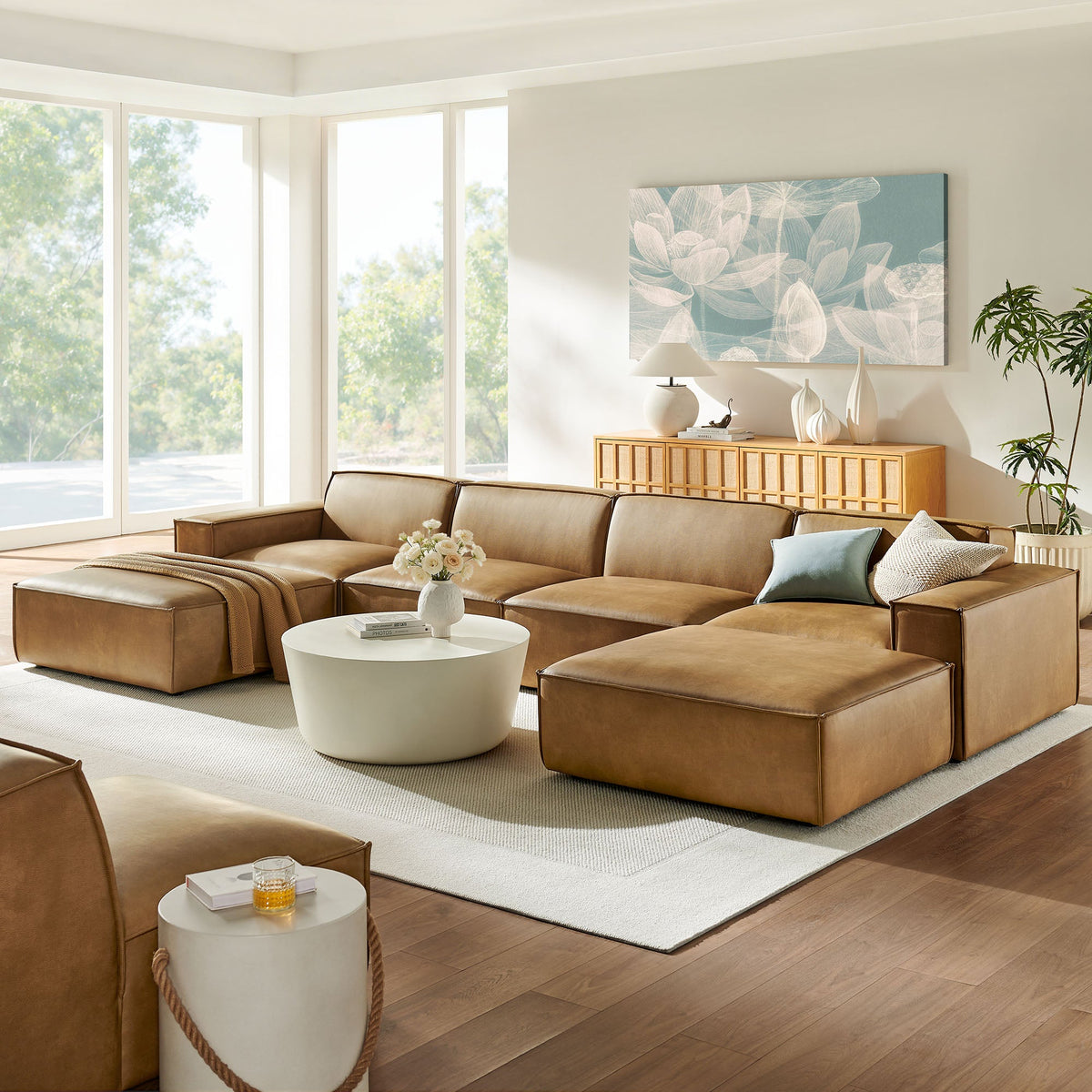 Restore 6-Piece Vegan Leather Modular Sectional Sofa by Modway, photo 20 of 22