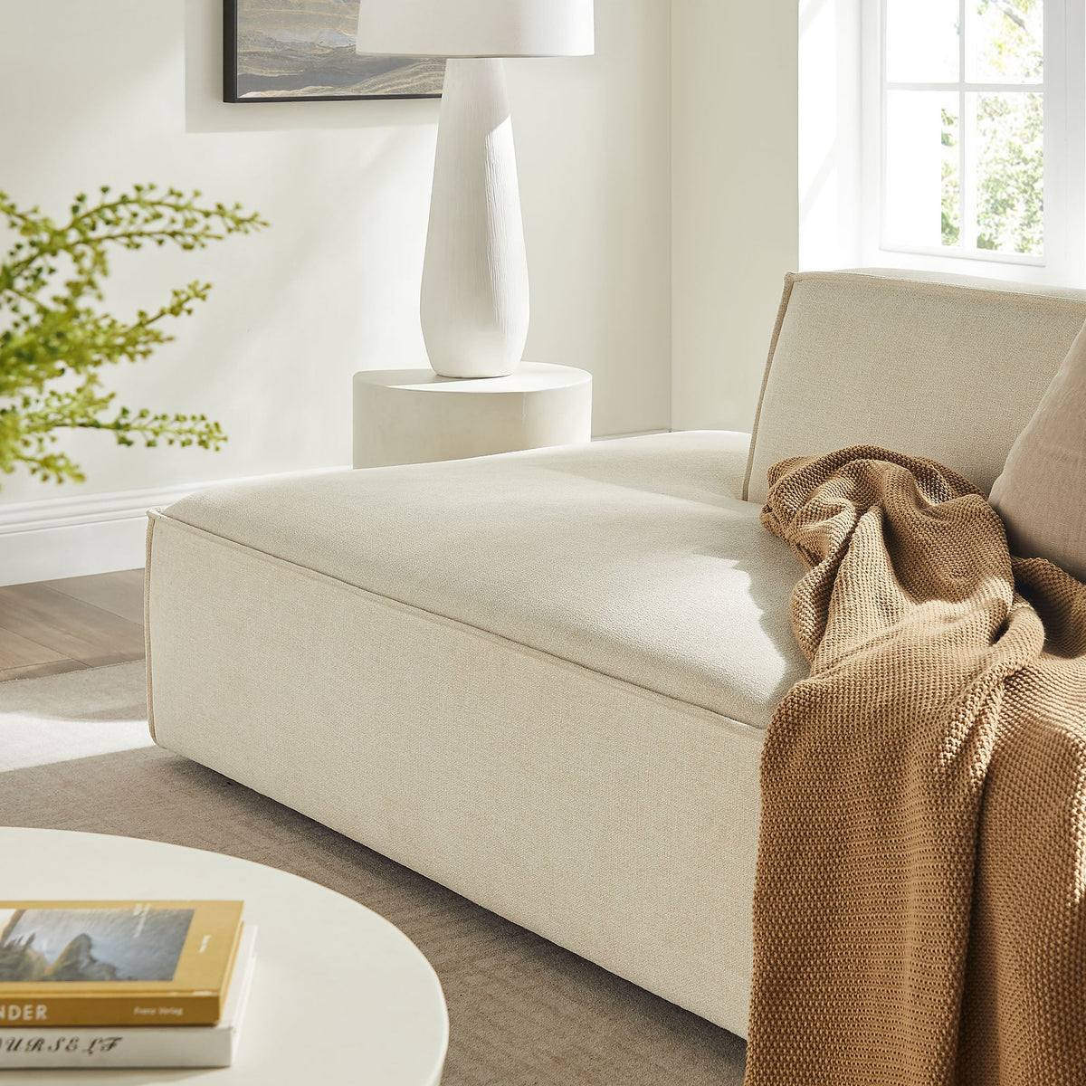 Restore 2-Piece Performance Fabric Upholstered Modular Loveseat by Modway - Ecru / Foliage / Mocha / Pewter / Sky (EEI-7423), photo 10 of 41