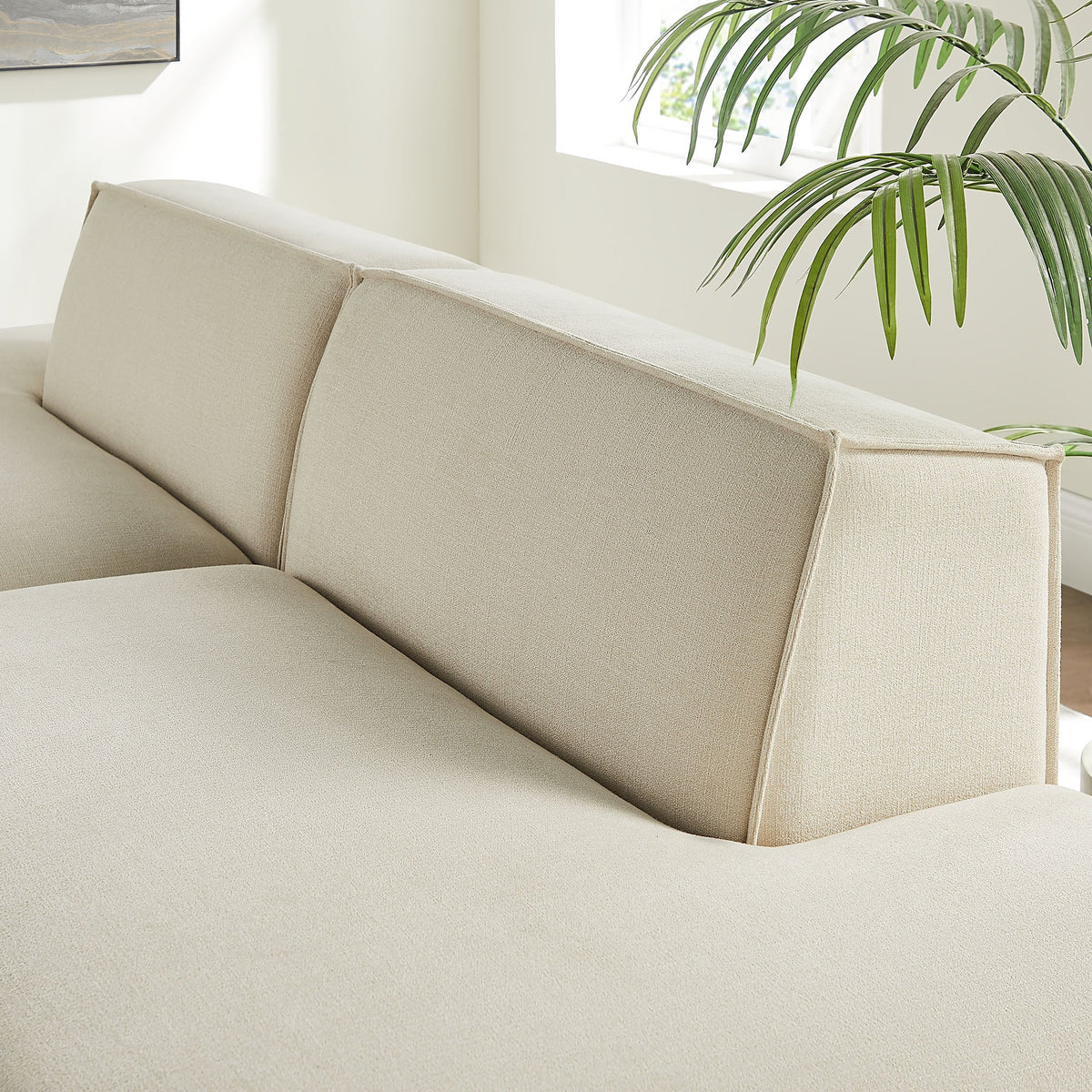 Restore 2-Piece Performance Fabric Upholstered Modular Loveseat by Modway - Ecru / Foliage / Mocha / Pewter / Sky (EEI-7423), photo 9 of 41