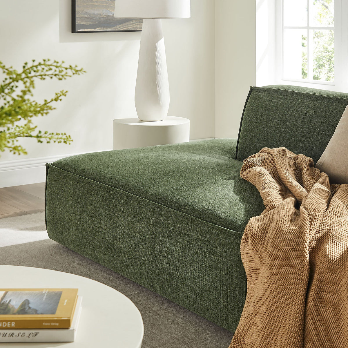 Restore 2-Piece Performance Fabric Upholstered Modular Loveseat by Modway - Ecru / Foliage / Mocha / Pewter / Sky (EEI-7423), photo 20 of 41
