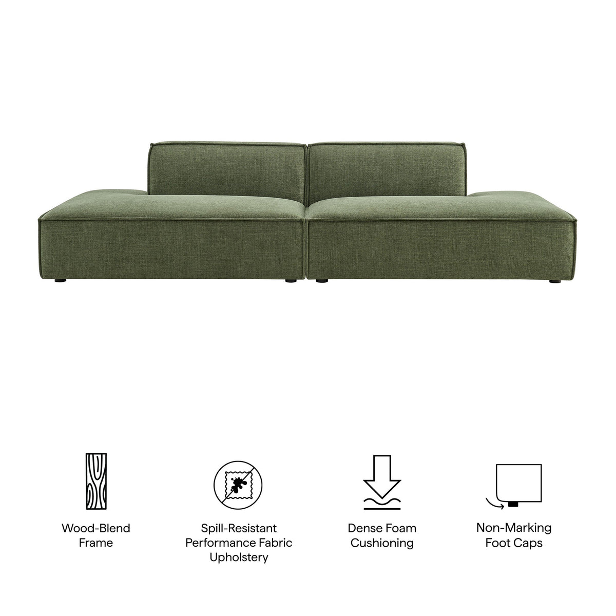 Restore 2-Piece Performance Fabric Upholstered Modular Loveseat by Modway - Ecru / Foliage / Mocha / Pewter / Sky (EEI-7423), photo 12 of 41