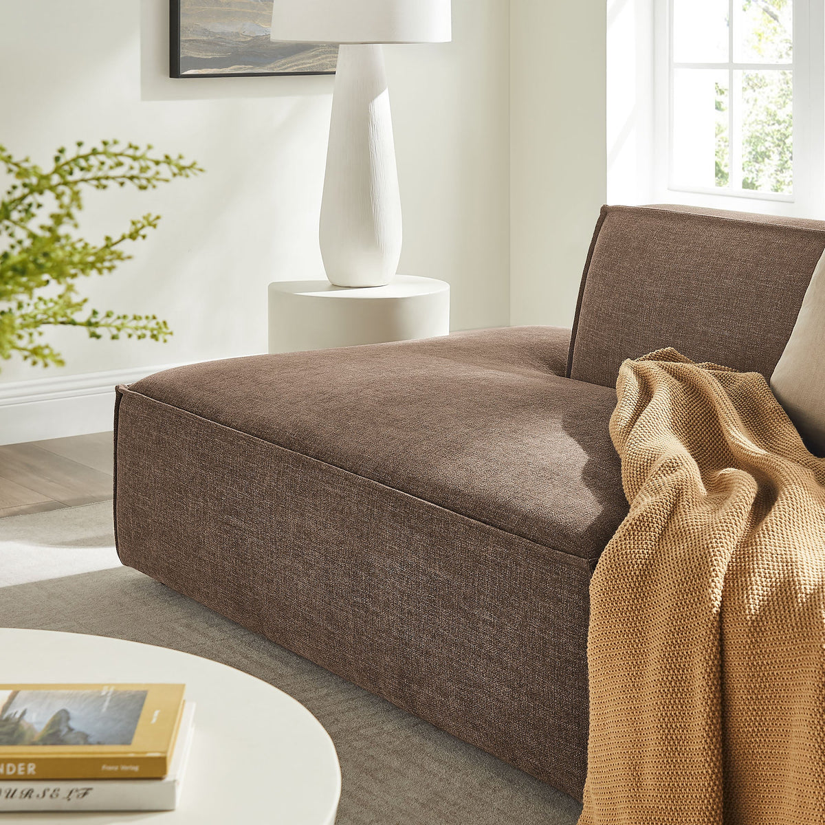 Restore 2-Piece Performance Fabric Upholstered Modular Loveseat by Modway - Ecru / Foliage / Mocha / Pewter / Sky (EEI-7423), photo 30 of 41