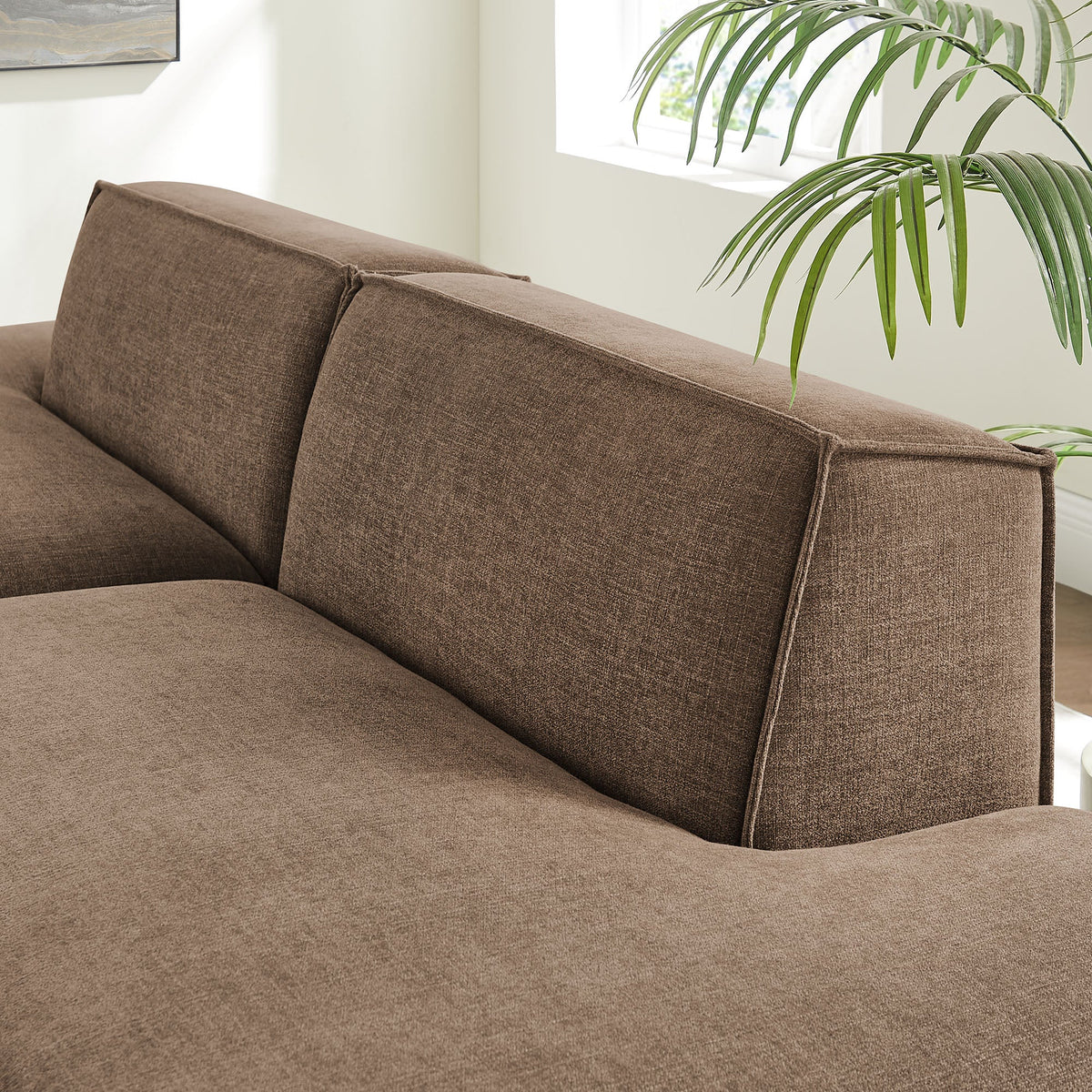 Restore 2-Piece Performance Fabric Upholstered Modular Loveseat by Modway - Ecru / Foliage / Mocha / Pewter / Sky (EEI-7423), photo 29 of 41