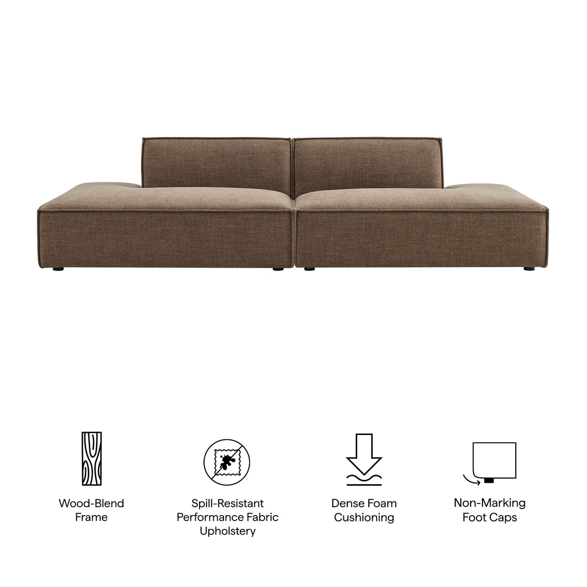 Restore 2-Piece Performance Fabric Upholstered Modular Loveseat by Modway - Ecru / Foliage / Mocha / Pewter / Sky (EEI-7423), photo 22 of 41