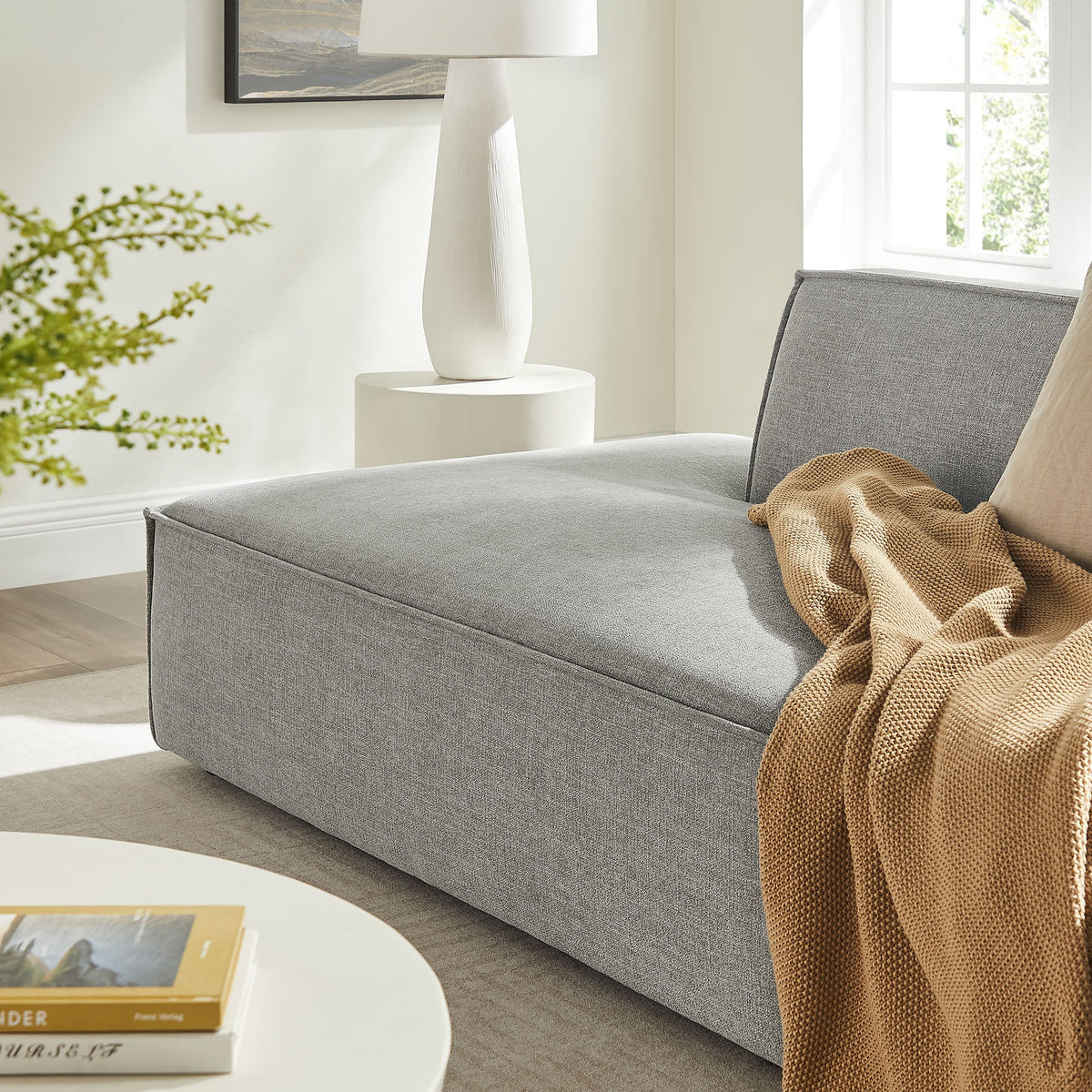 Restore 2-Piece Performance Fabric Upholstered Modular Loveseat by Modway - Ecru / Foliage / Mocha / Pewter / Sky (EEI-7423), photo 40 of 41