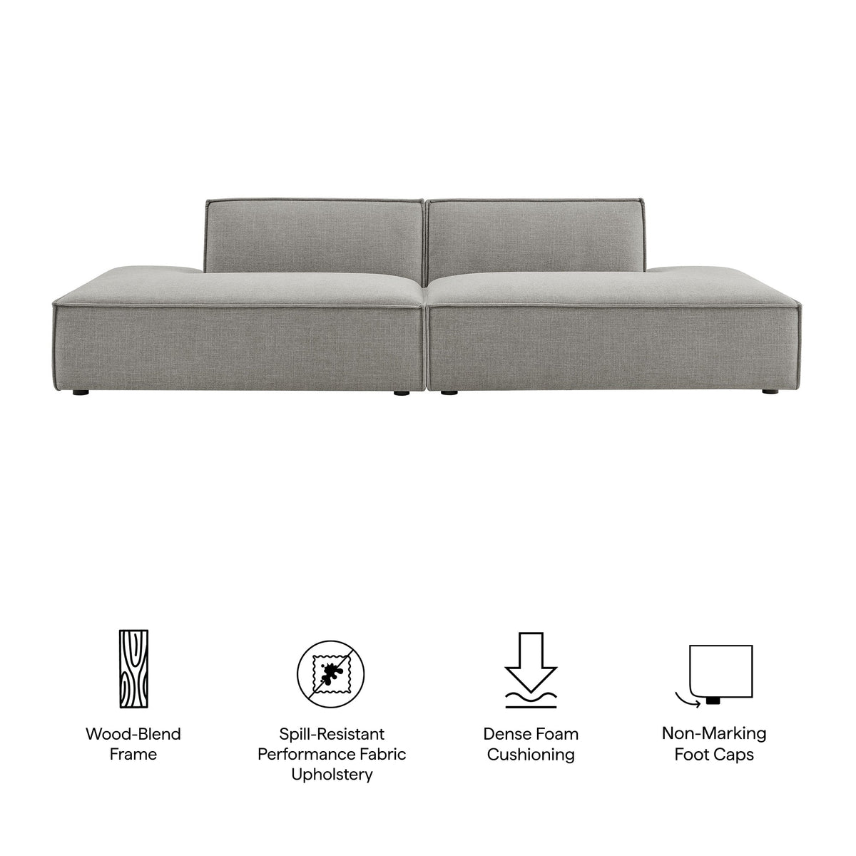 Restore 2-Piece Performance Fabric Upholstered Modular Loveseat by Modway - Ecru / Foliage / Mocha / Pewter / Sky (EEI-7423), photo 32 of 41