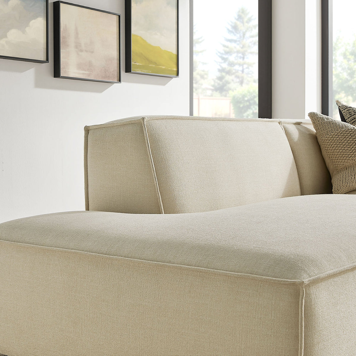 Restore 2-Piece Performance Fabric Upholstered Modular Loveseat by Modway - Ecru / Foliage / Mocha / Pewter / Sky (EEI-7427), photo 9 of 41