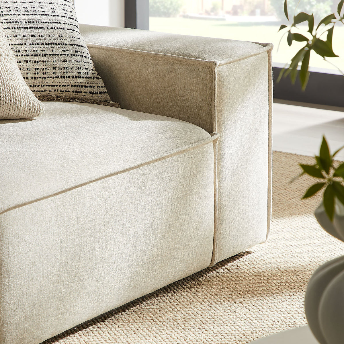 Restore 2-Piece Performance Fabric Upholstered Modular Loveseat by Modway - Ecru / Foliage / Mocha / Pewter / Sky (EEI-7427), photo 10 of 41