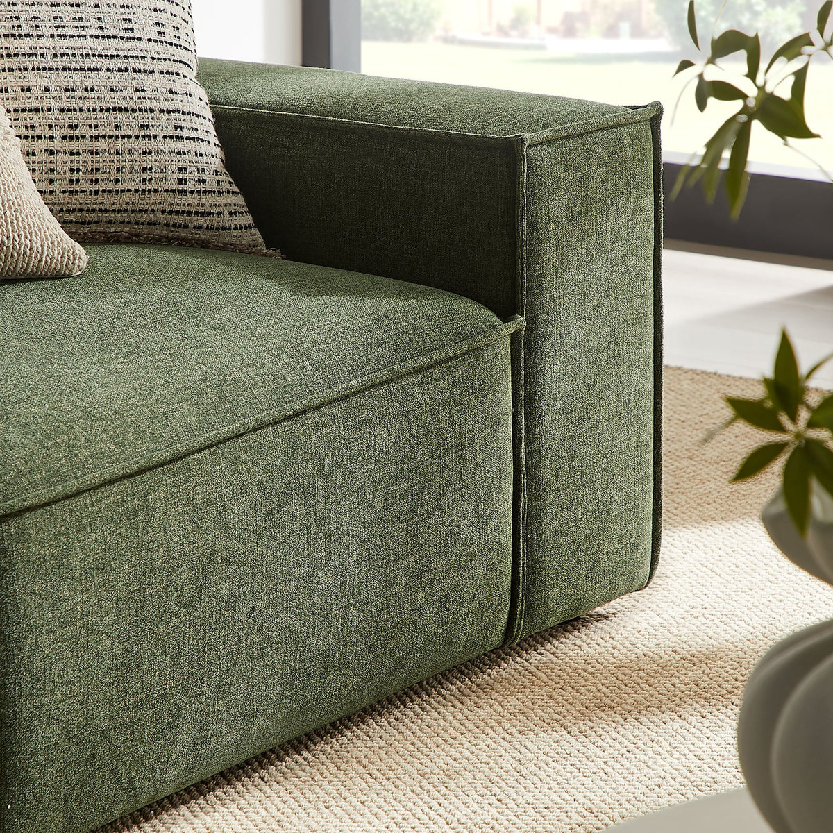Restore 2-Piece Performance Fabric Upholstered Modular Loveseat by Modway - Ecru / Foliage / Mocha / Pewter / Sky (EEI-7427), photo 20 of 41