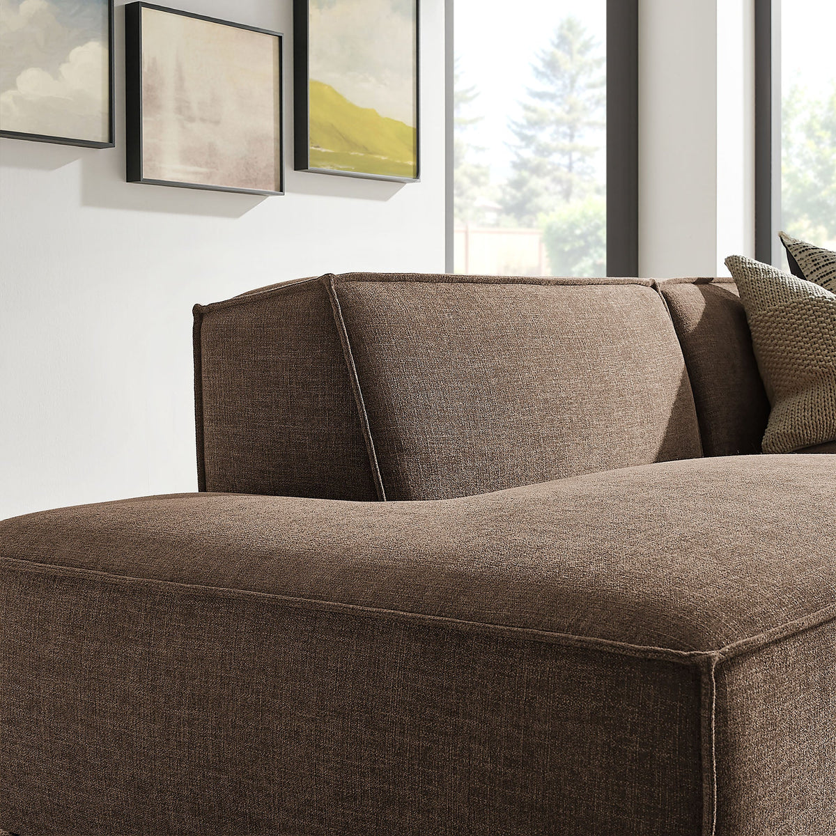 Restore 2-Piece Performance Fabric Upholstered Modular Loveseat by Modway - Ecru / Foliage / Mocha / Pewter / Sky (EEI-7427), photo 29 of 41