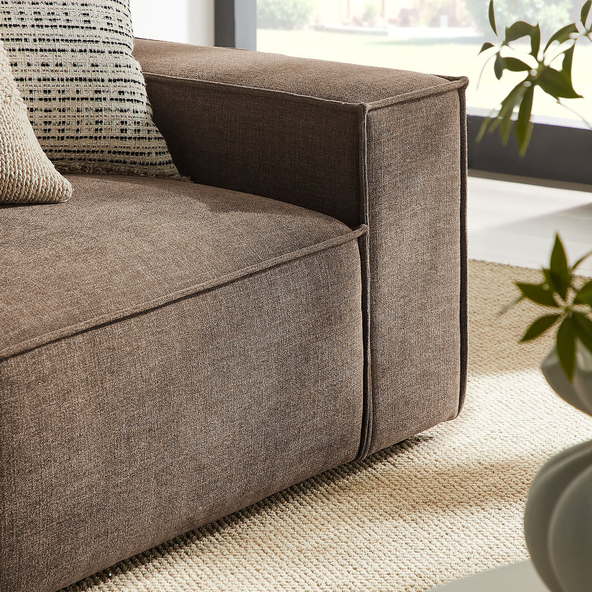 Restore 2-Piece Performance Fabric Upholstered Modular Loveseat by Modway - Ecru / Foliage / Mocha / Pewter / Sky (EEI-7427), photo 30 of 41