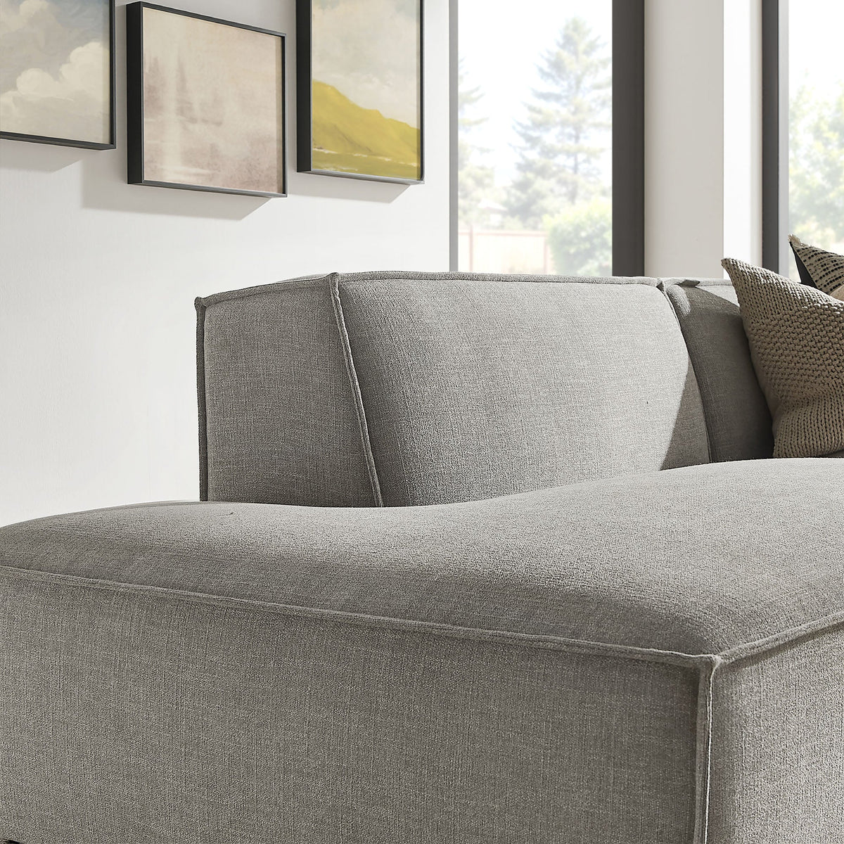 Restore 2-Piece Performance Fabric Upholstered Modular Loveseat by Modway - Ecru / Foliage / Mocha / Pewter / Sky (EEI-7427), photo 39 of 41