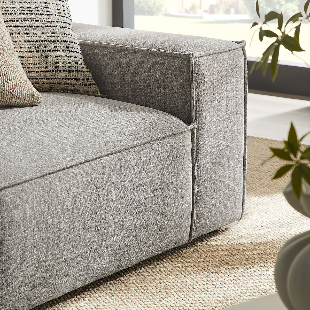 Restore 2-Piece Performance Fabric Upholstered Modular Loveseat by Modway - Ecru / Foliage / Mocha / Pewter / Sky (EEI-7427), photo 40 of 41