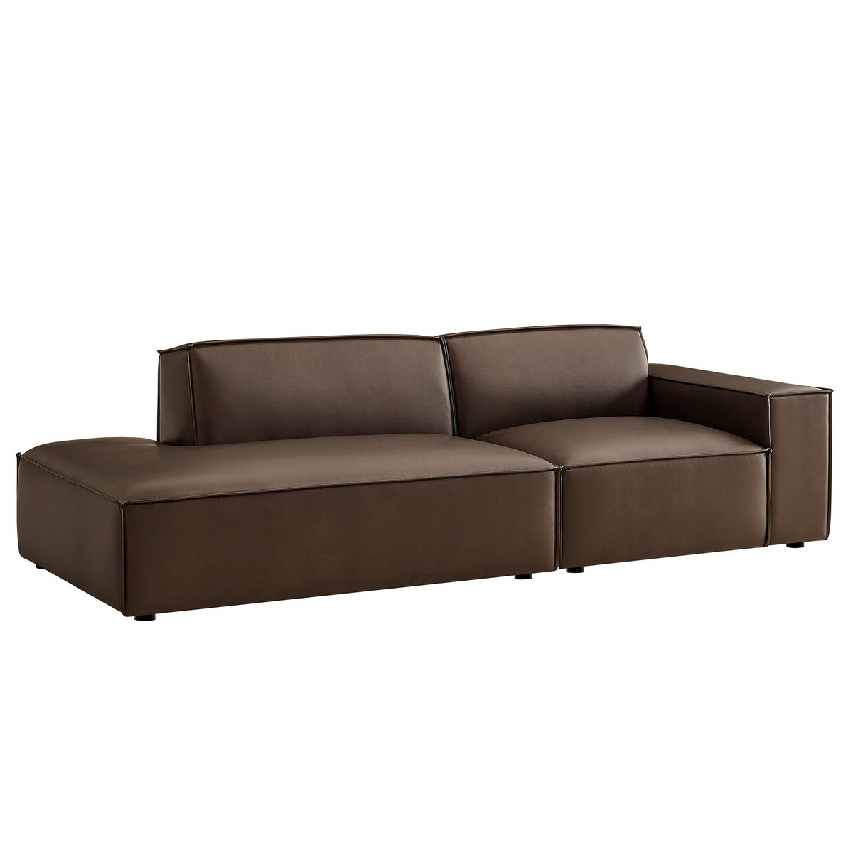 Restore 2-Piece Vegan Leather Modular Loveseat by Modway - Espresso / Toast (EEI-7428)