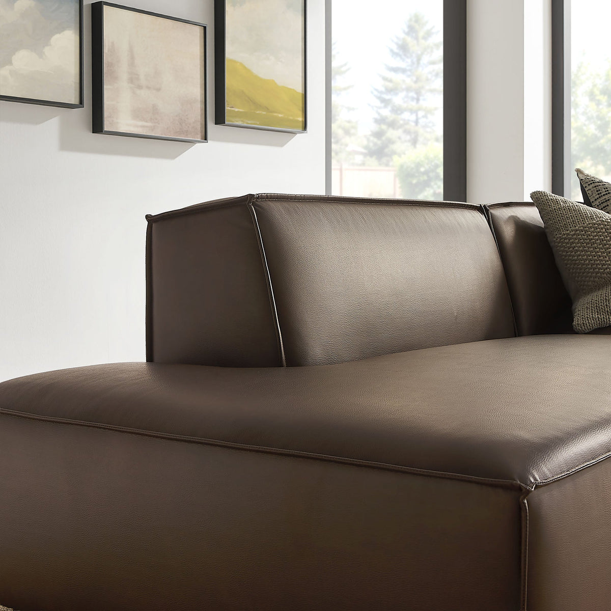 Restore 2-Piece Vegan Leather Modular Loveseat by Modway - Espresso / Toast (EEI-7428), photo 8 of 18
