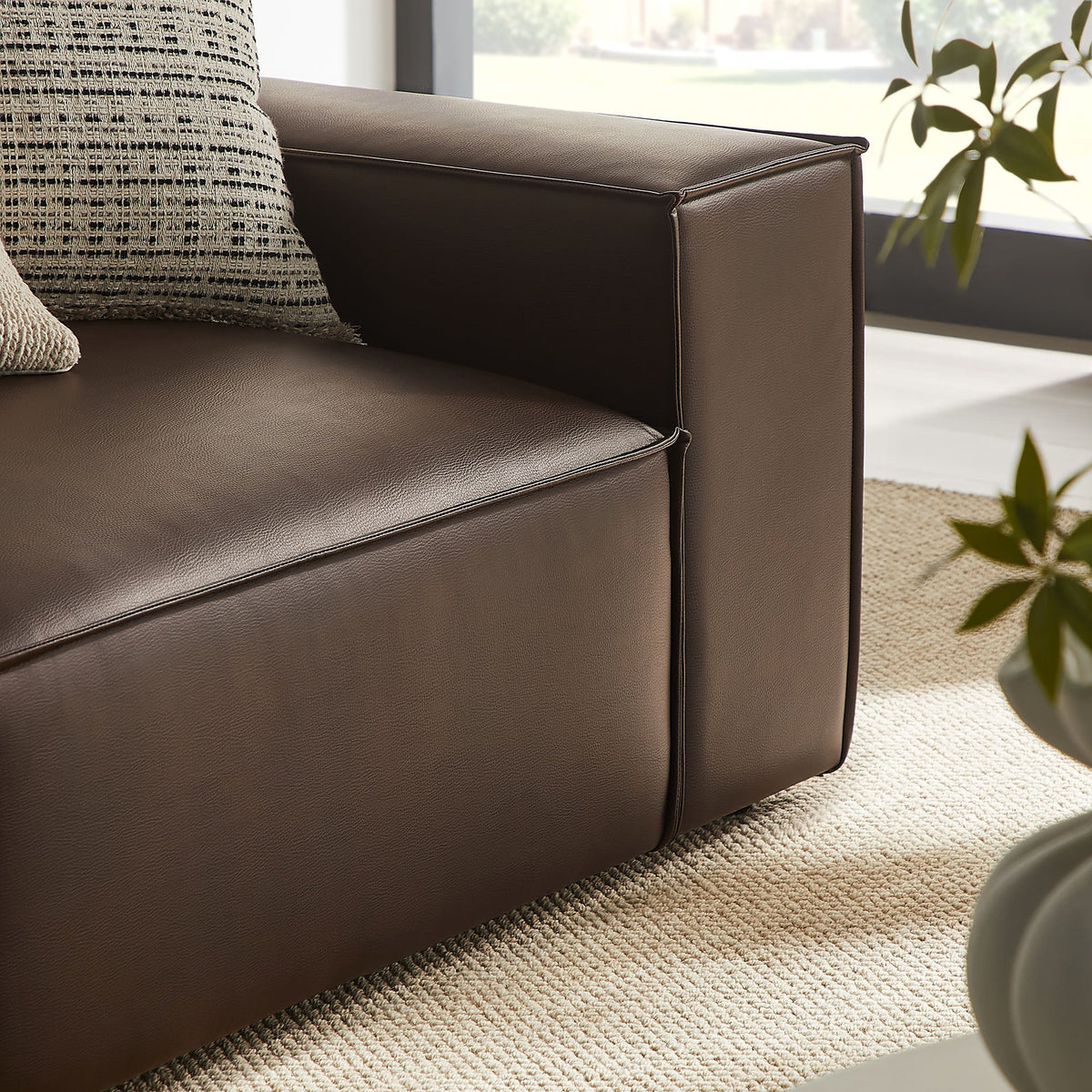 Restore 2-Piece Vegan Leather Modular Loveseat by Modway - Espresso / Toast (EEI-7428), photo 9 of 18