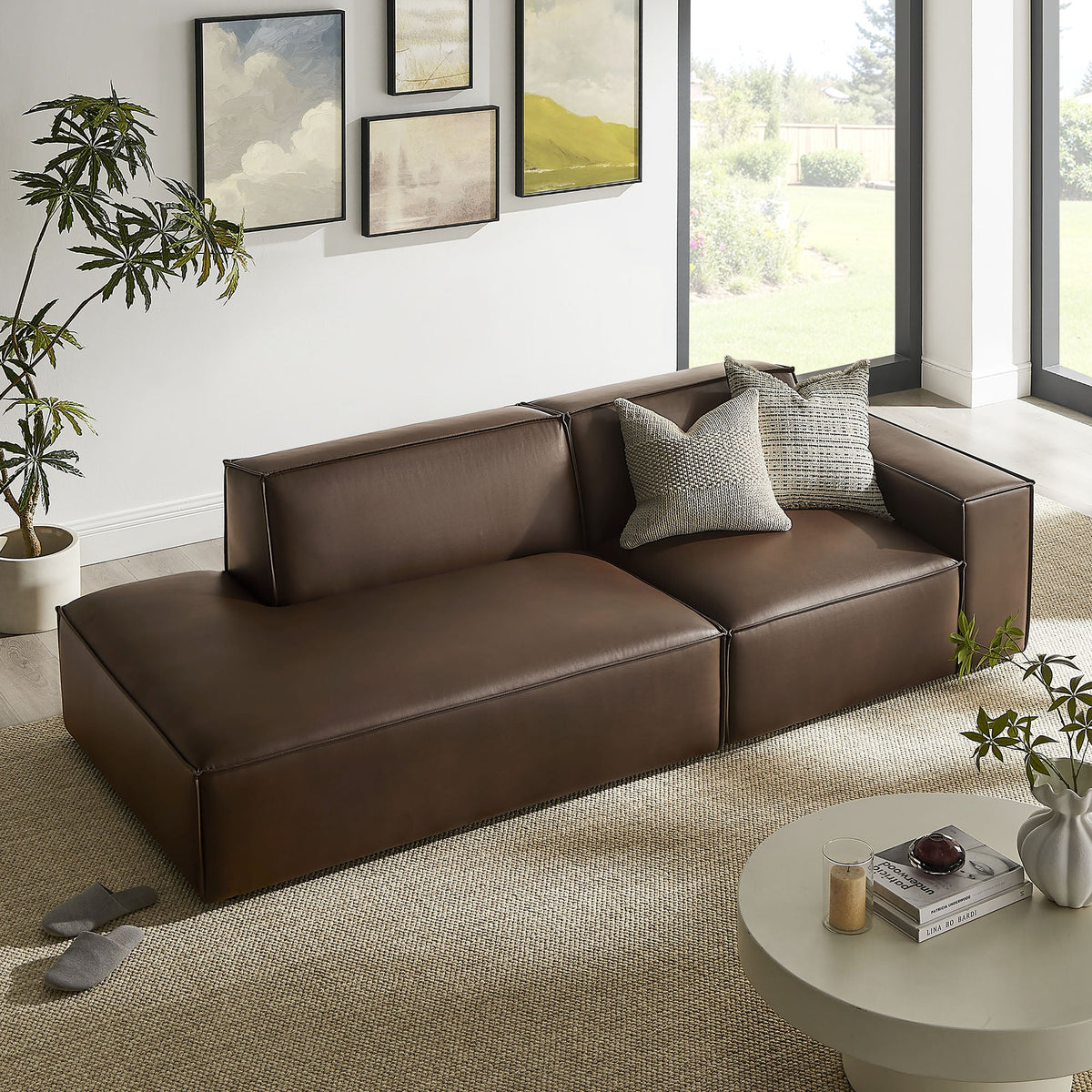 Restore 2-Piece Vegan Leather Modular Loveseat by Modway - Espresso / Toast (EEI-7428), photo 7 of 18